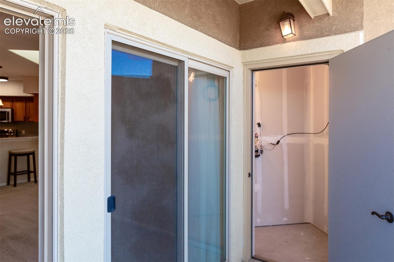 Patio has storage closet and utility closet access