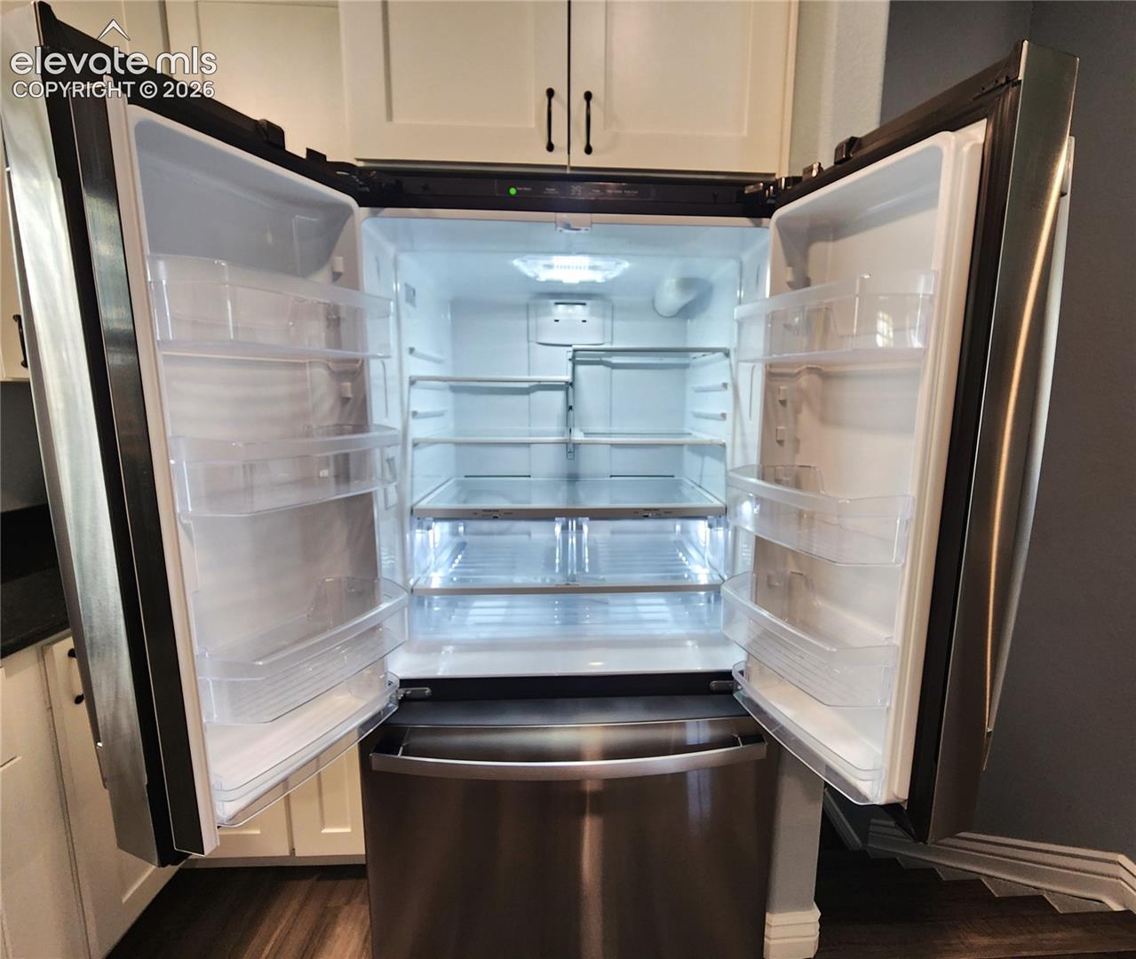 Spacious French door refrigerator offering abundant cold storage
