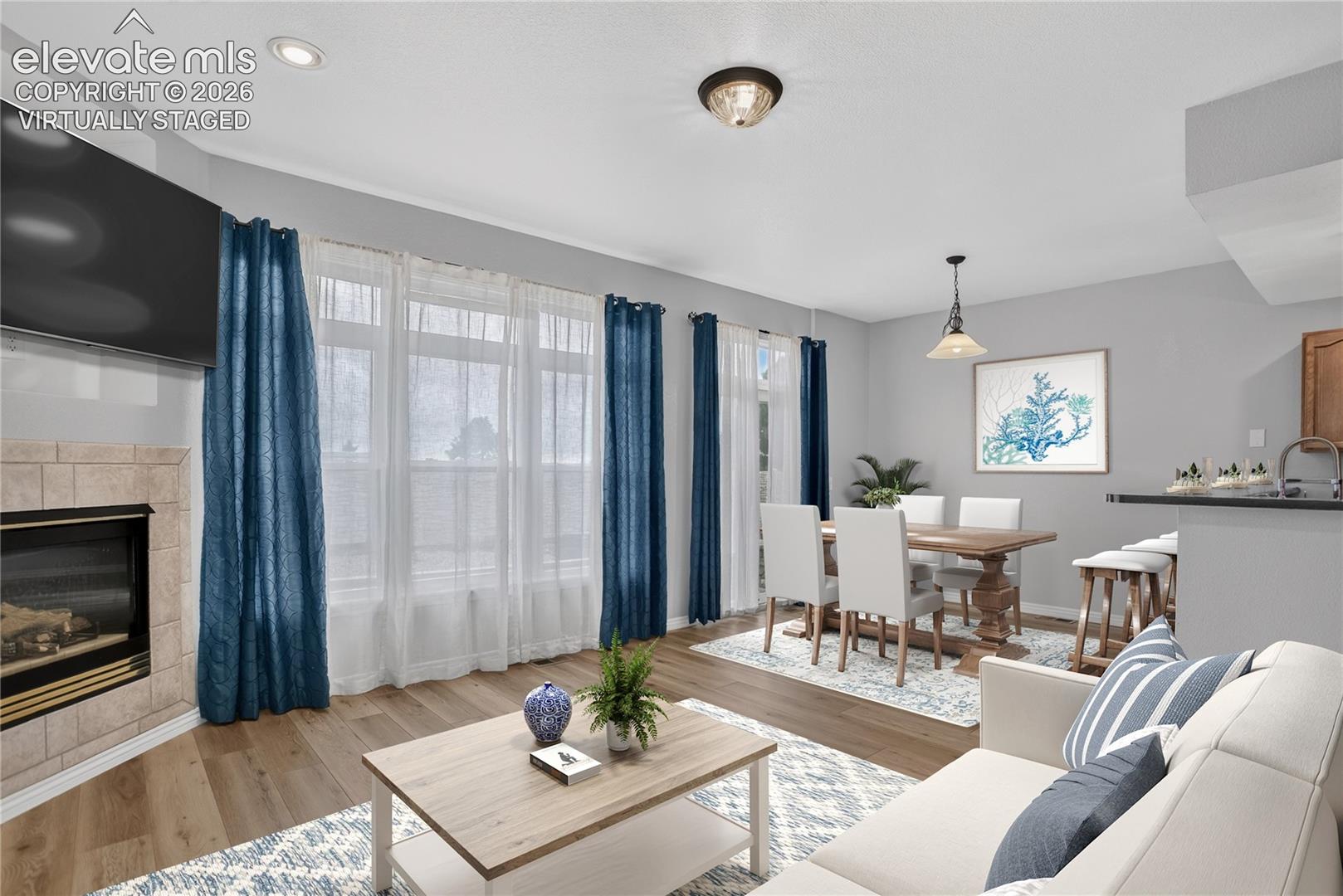 Virtually staged living room