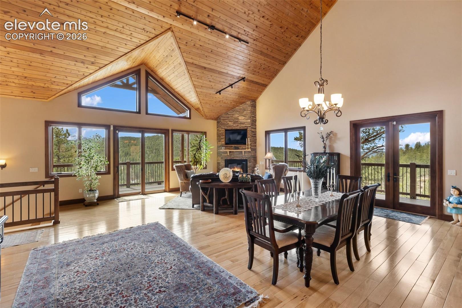 Living and Dinging Room with View and walk out to porch