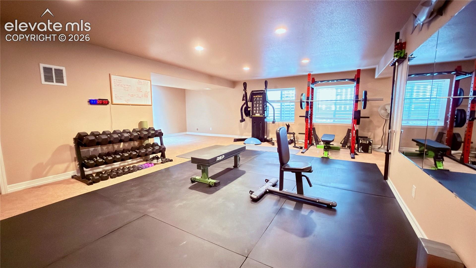 basement area used as gym