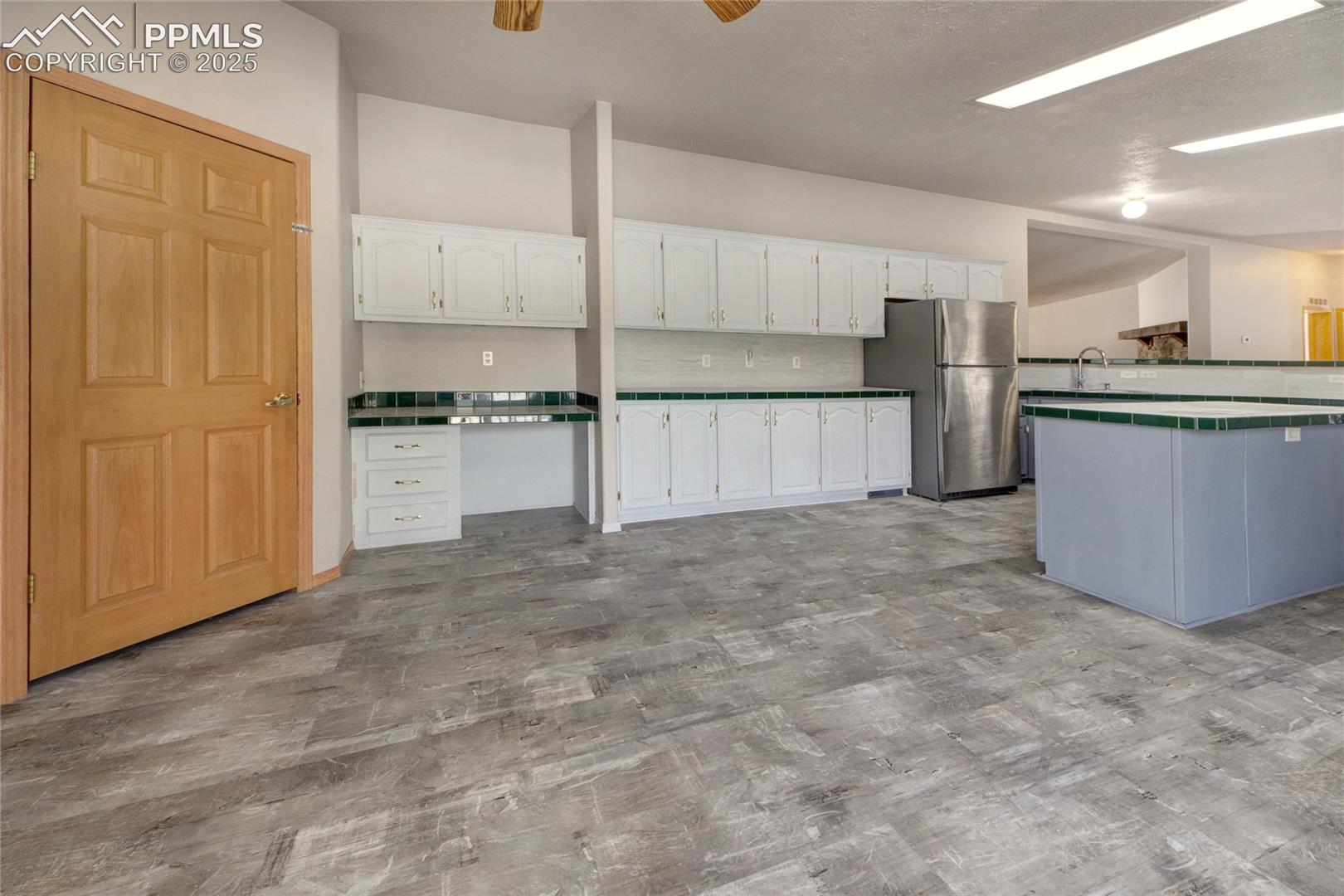Kitchen offers desk work space
