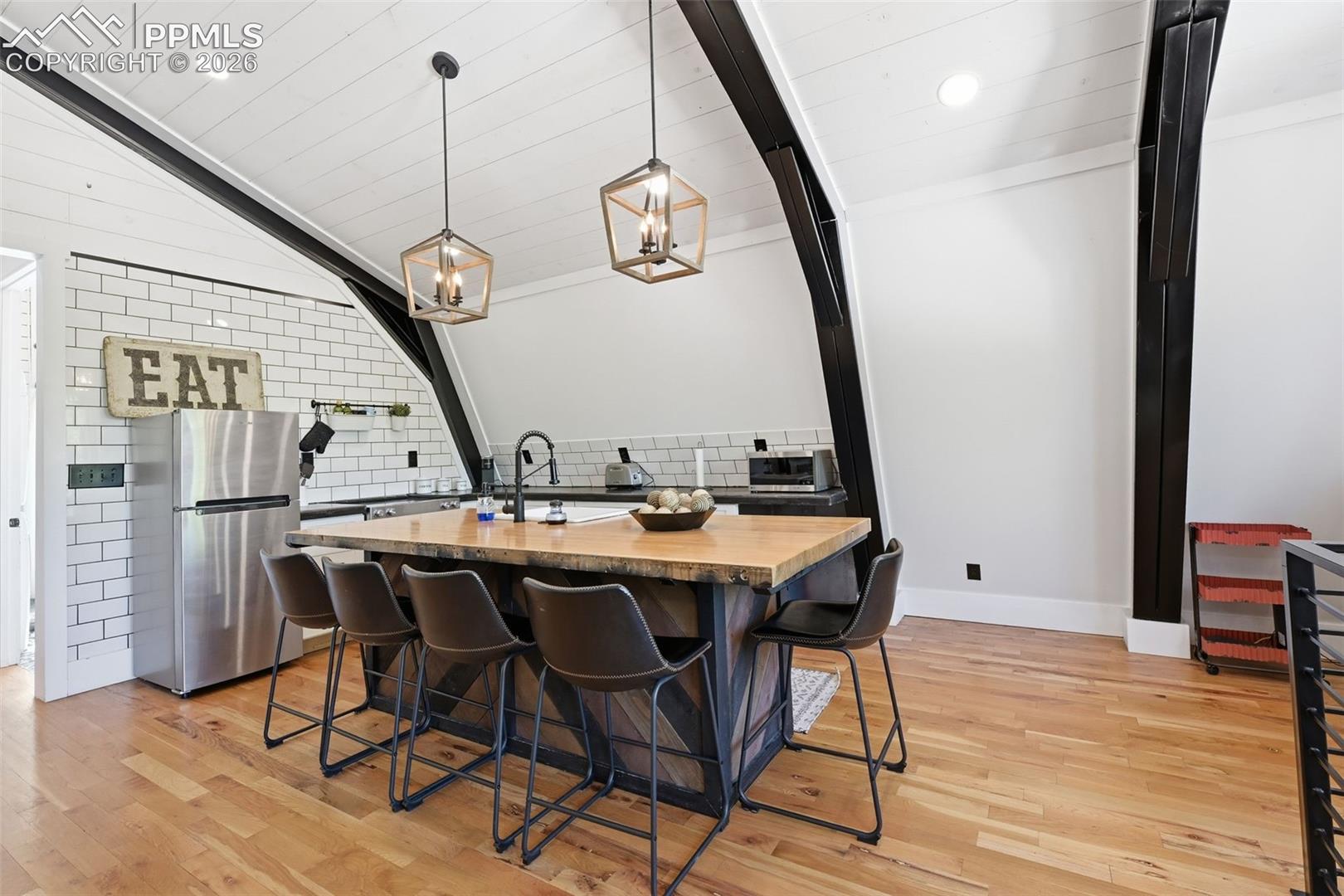 Apartment island seating. 