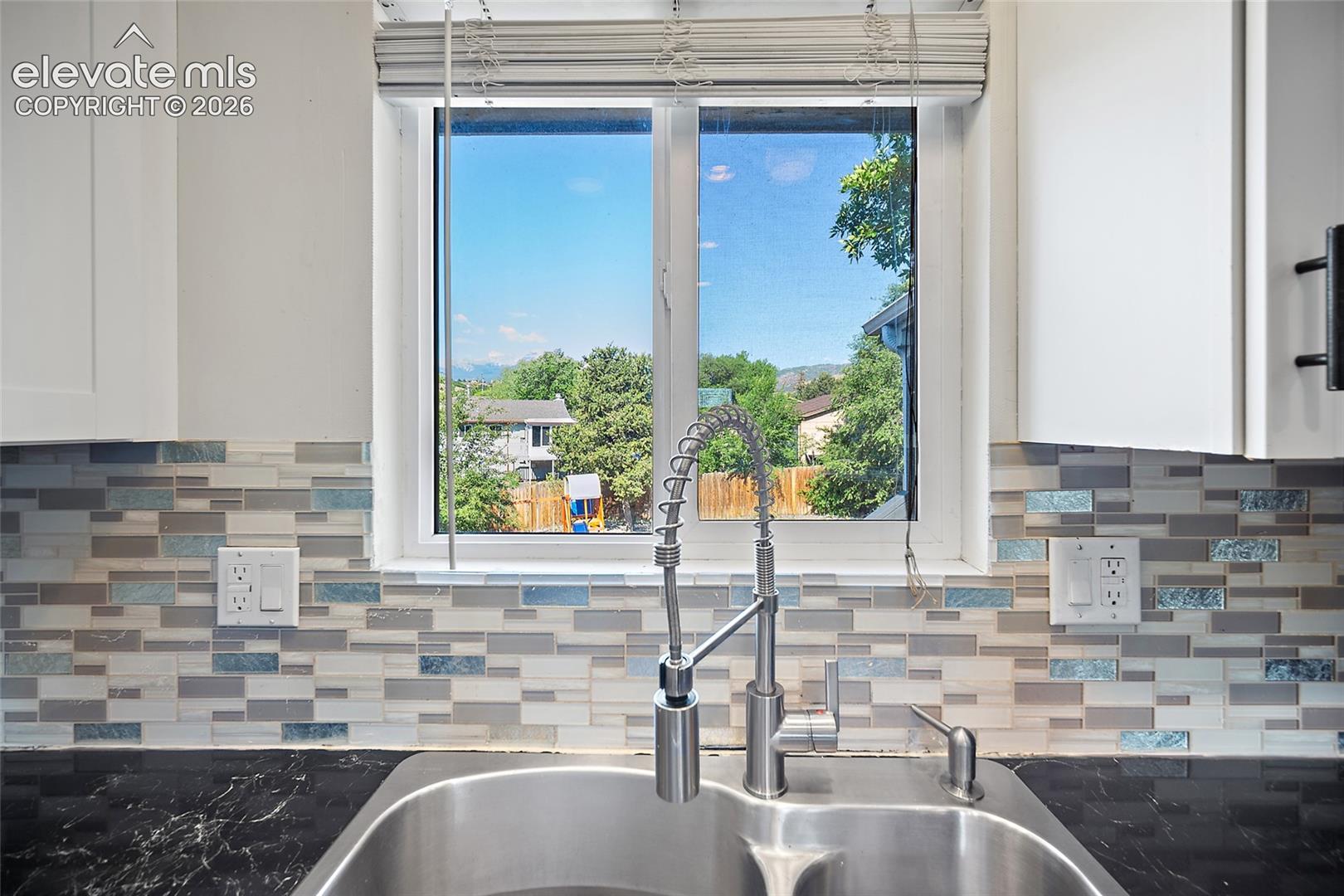 Kitchen with scenic views.
