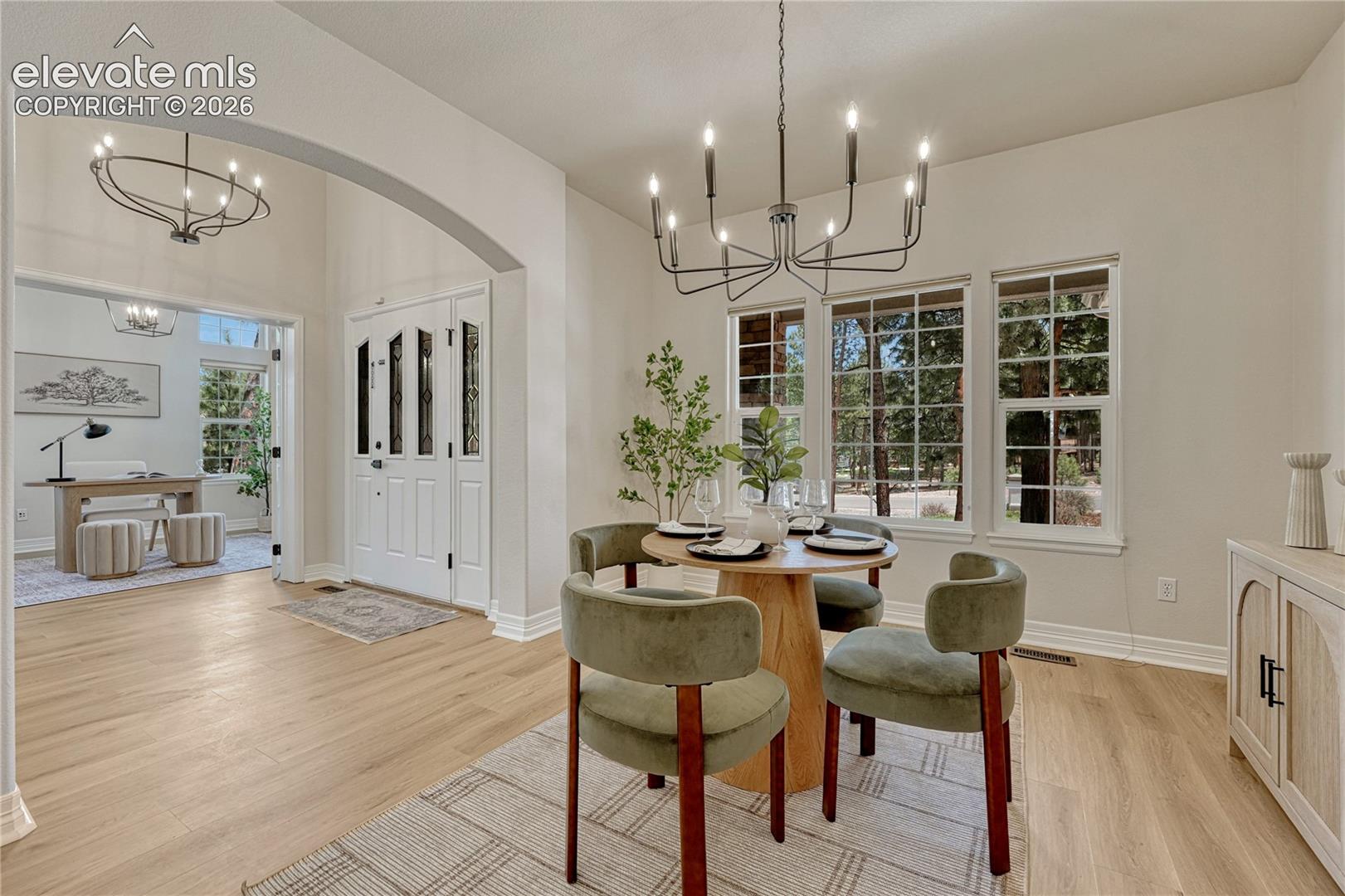 Lovely dining room...where forest views continue. 