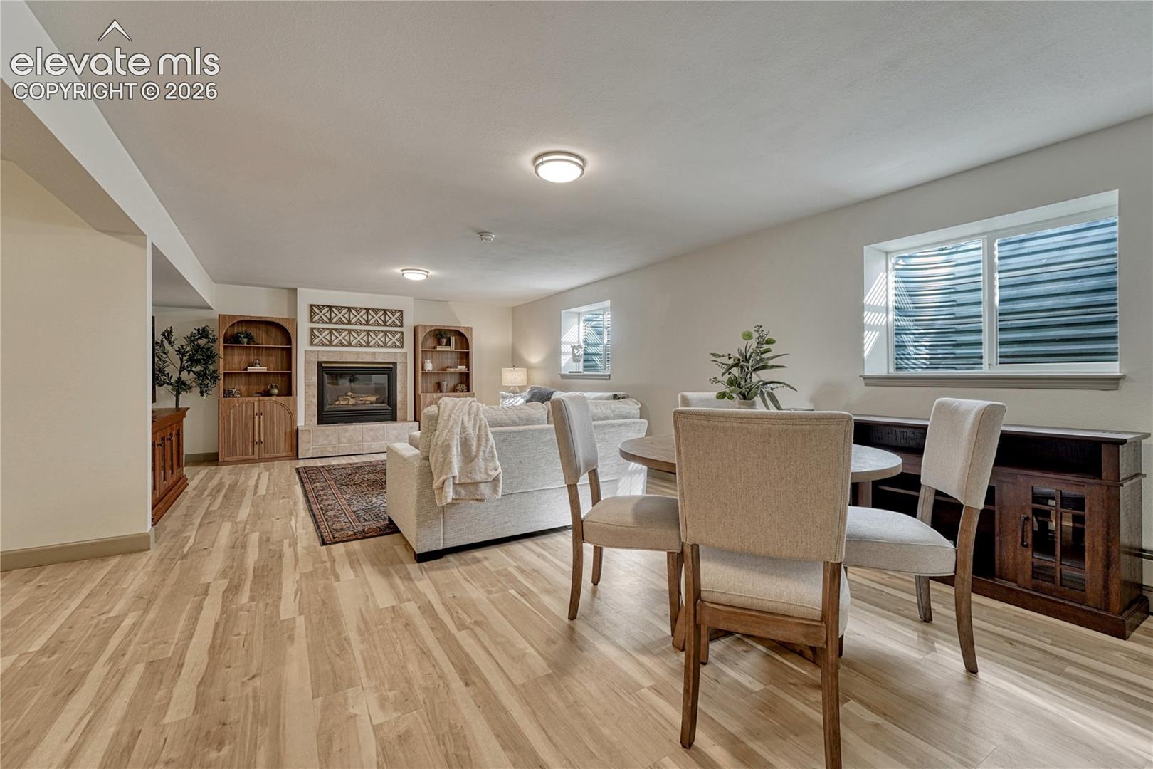 Rec room has space for a game table or second dining area