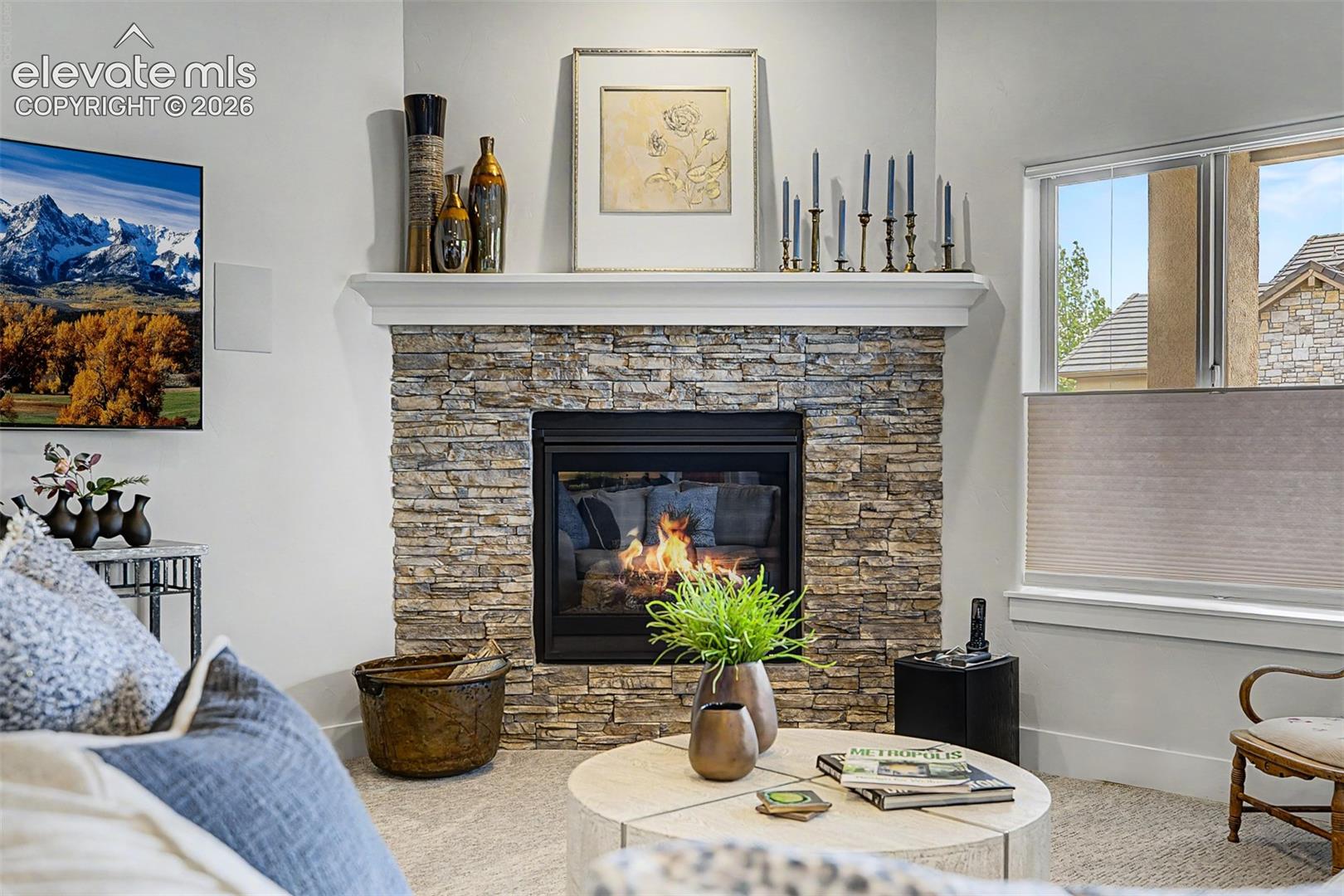Gorgeous stone fireplace!