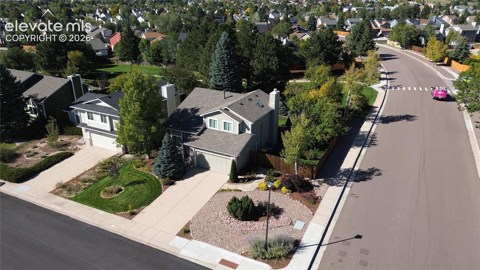 Aerial front view of home