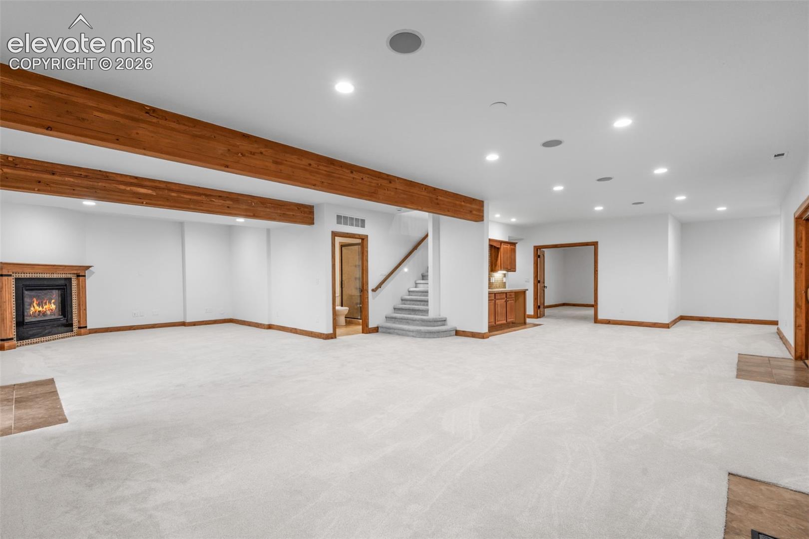 media room with fireplace #4