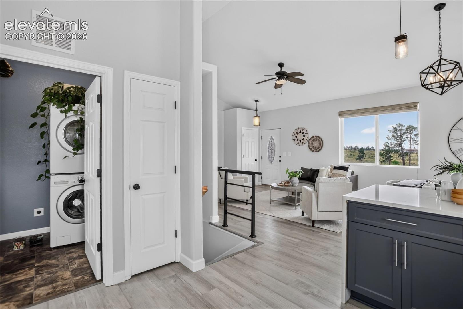 Laundry room right off the kitchen.