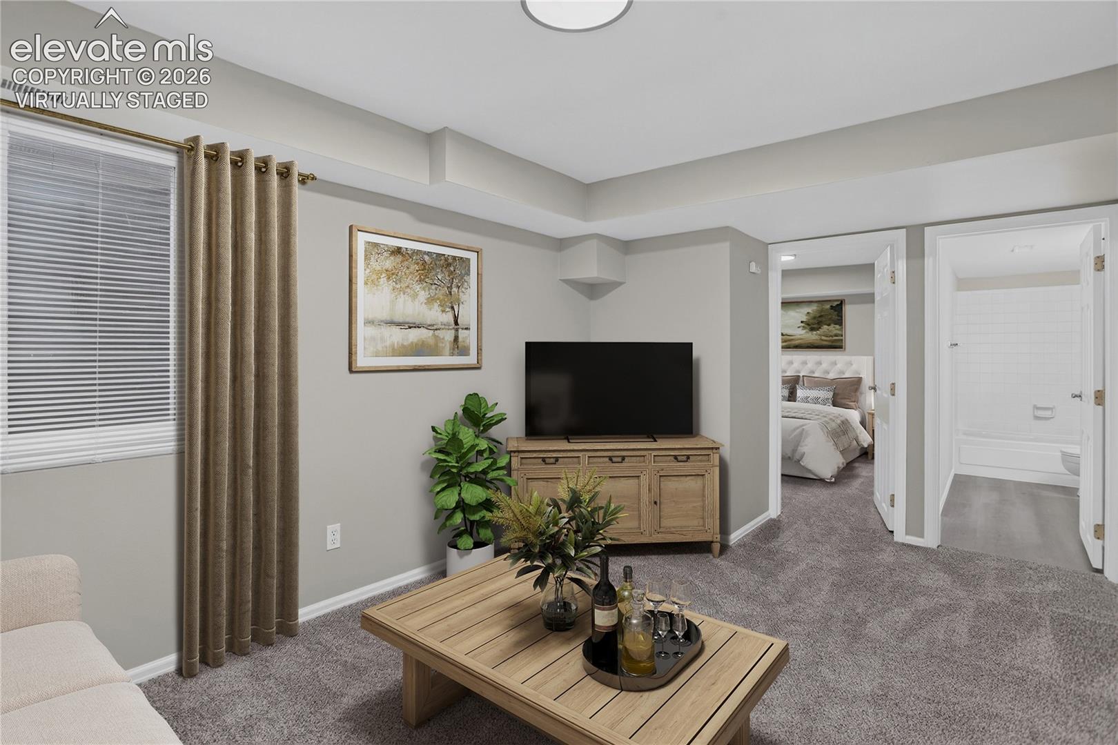Basement Family Room - Virtually Staged