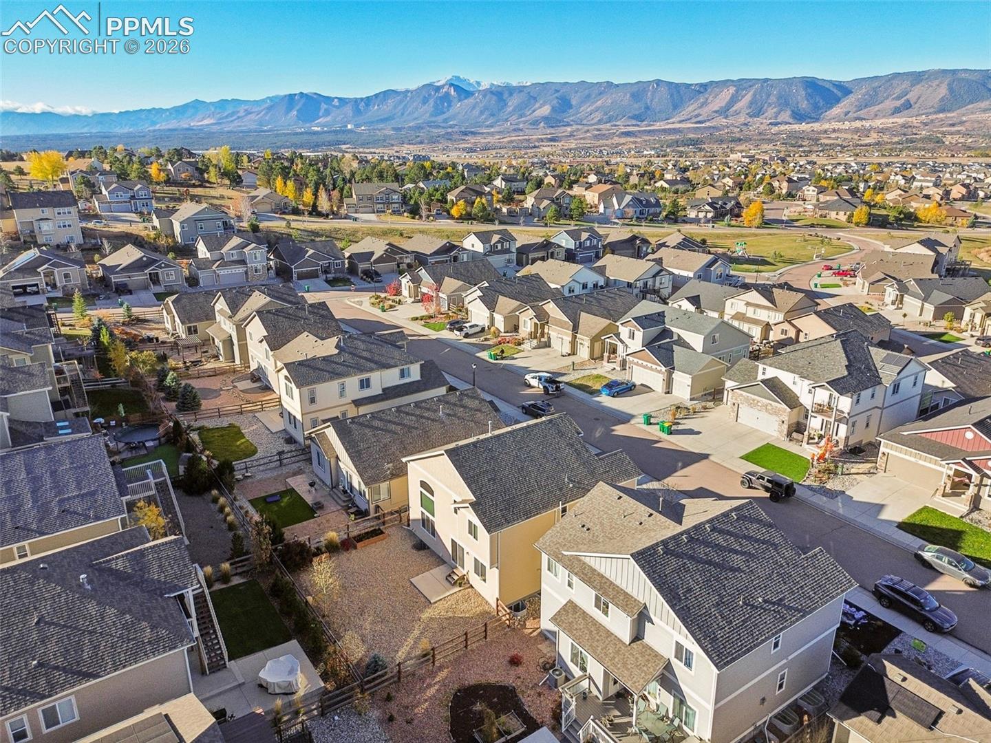 Drone / aerial view of a mountain backdrop