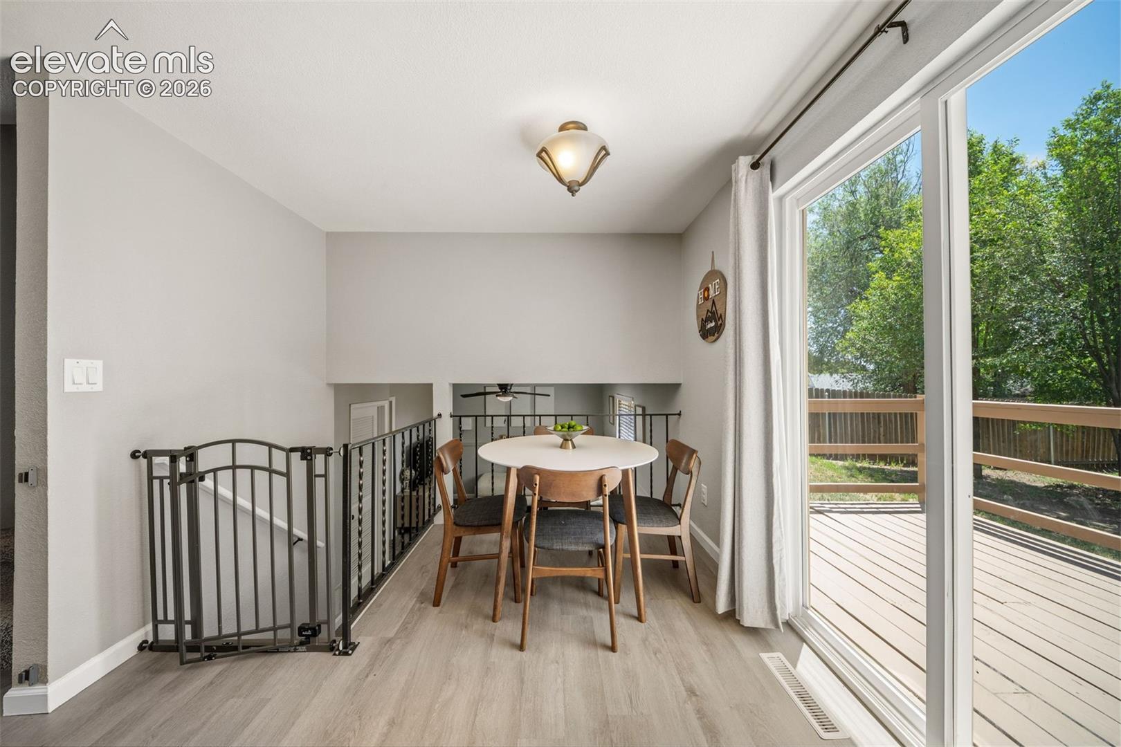 Sliding glass door to an outdoor deck