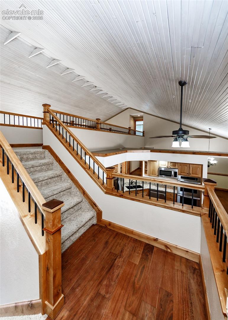 Staircase over the kitchen to the cat walk