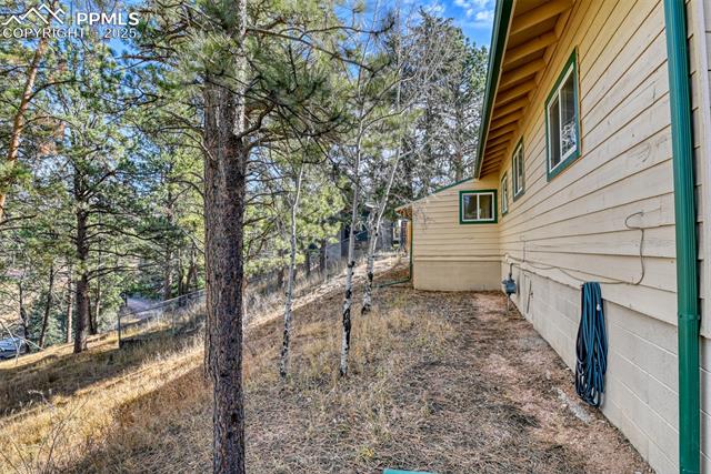 View of yard featuring view of wooded area