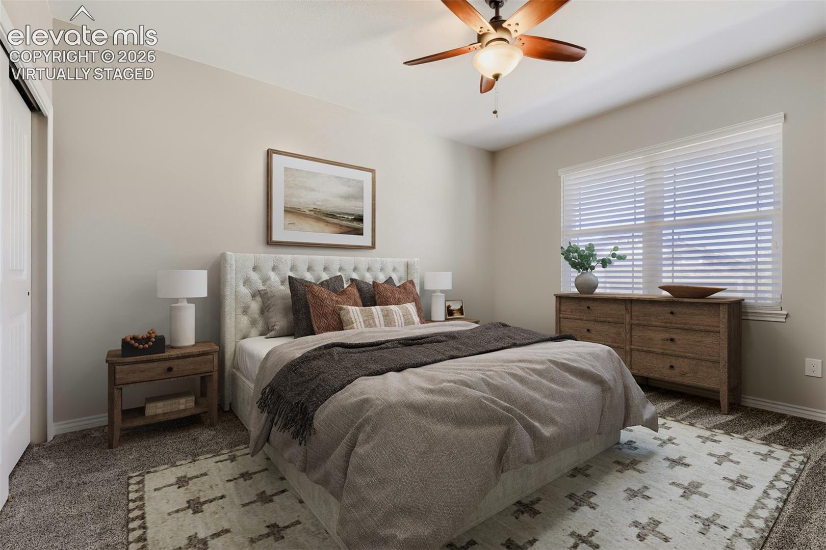 Virtually staged secondary bedroom