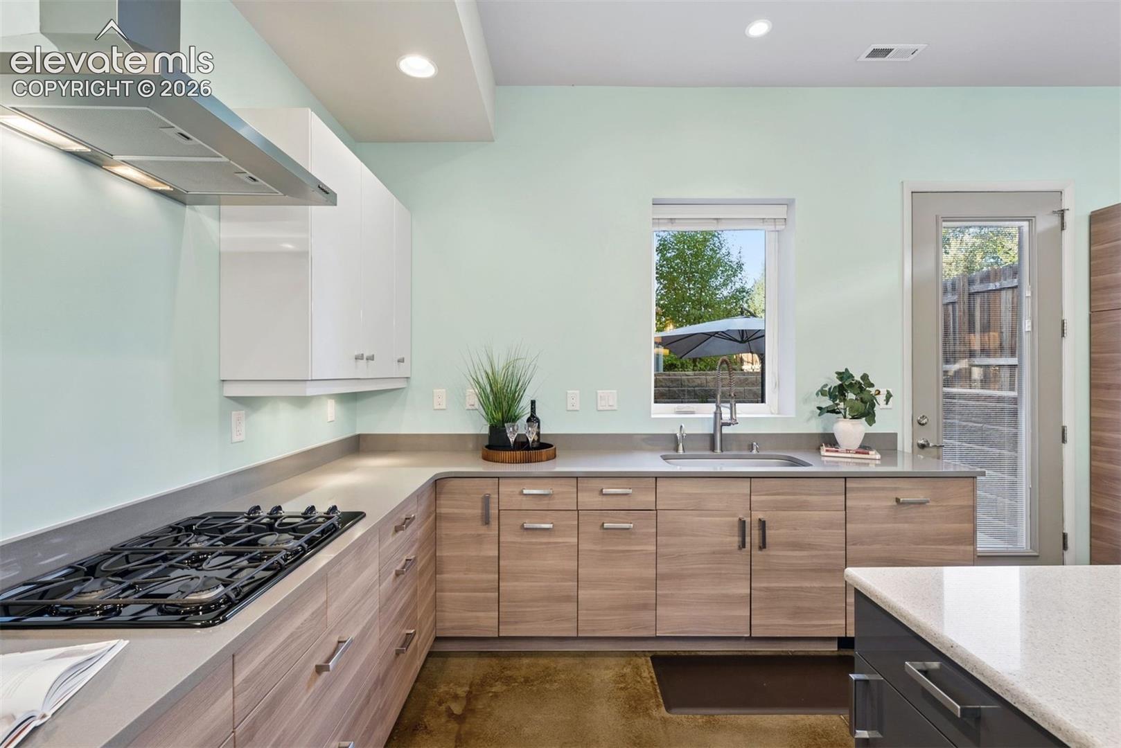 Gas range and ducted hood