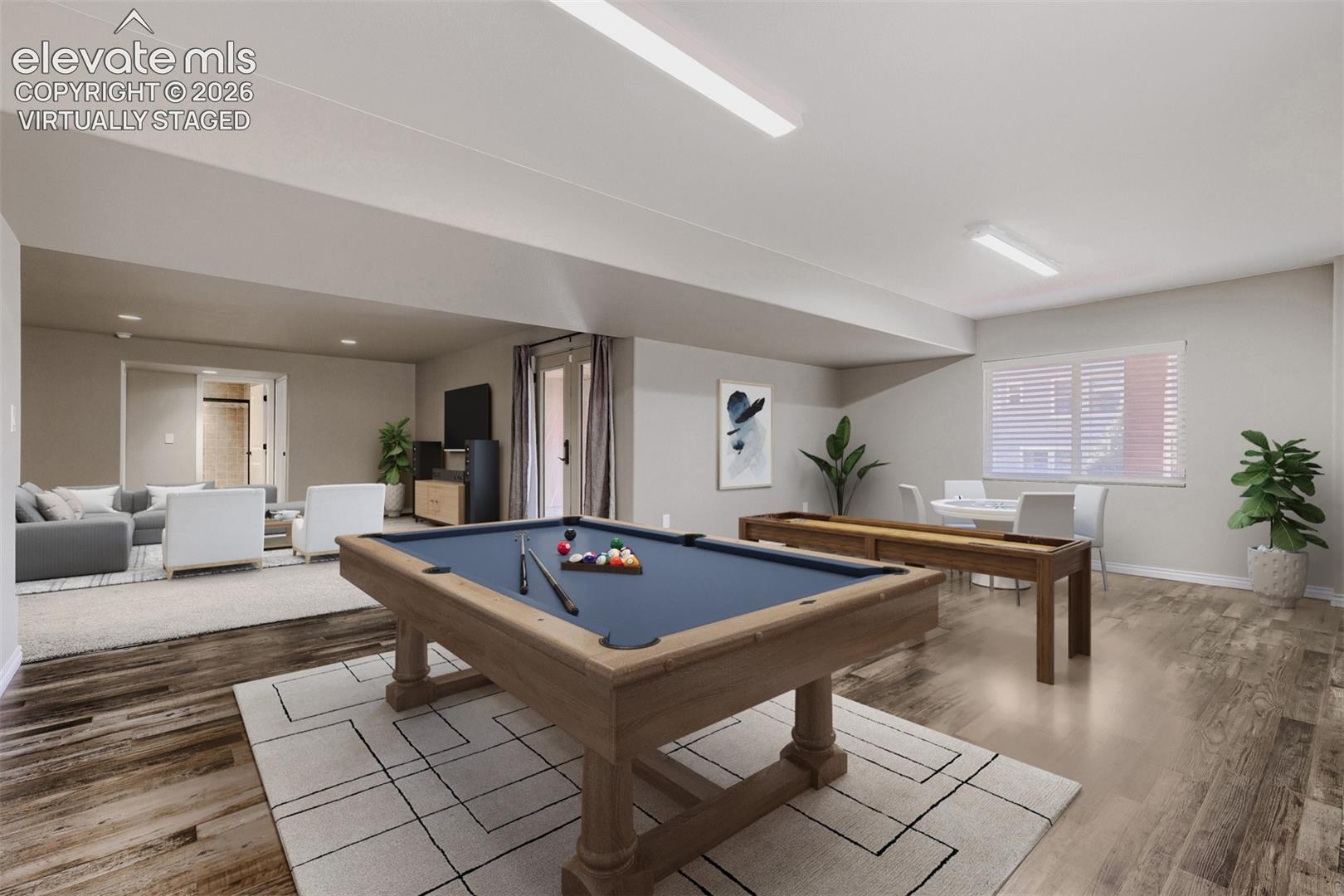 Virtually staged flex room (game room, hobby room, playroom, or exercise room)