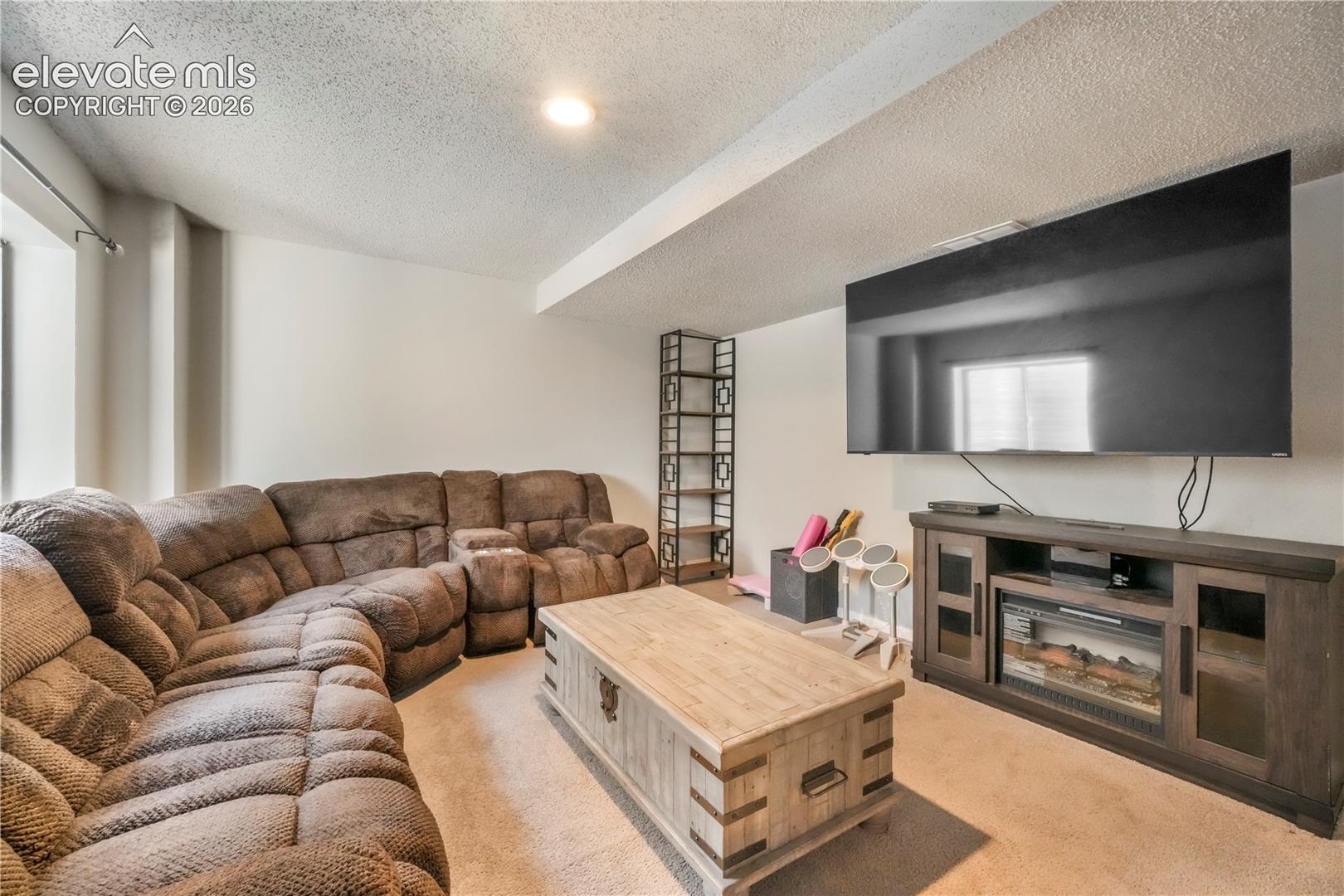 Basement family room with bar area