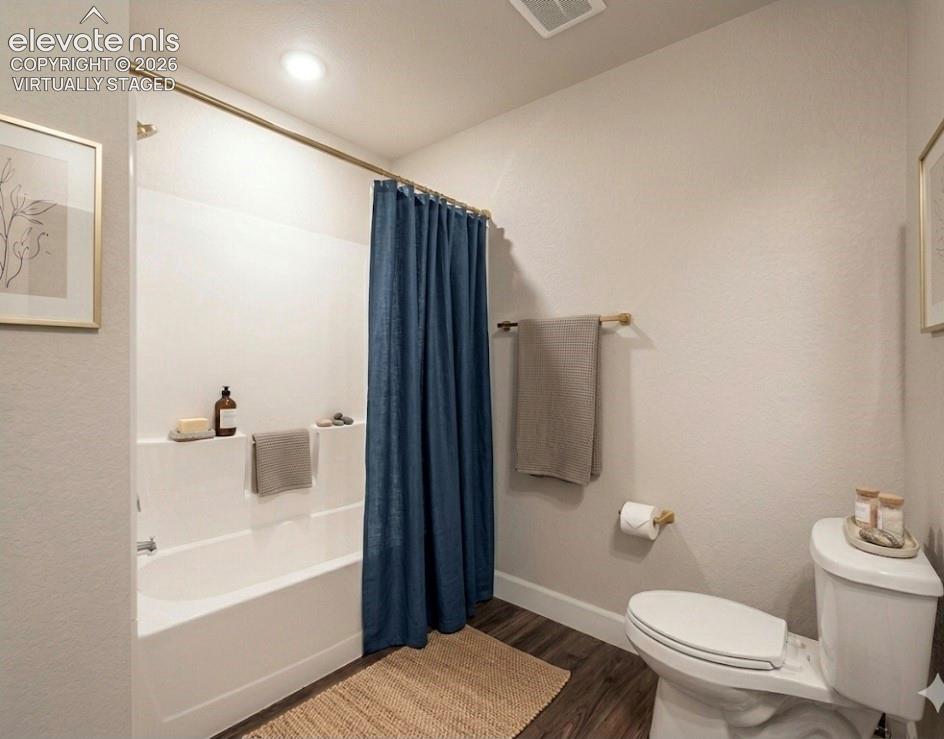 Virtually staged basement bathroom