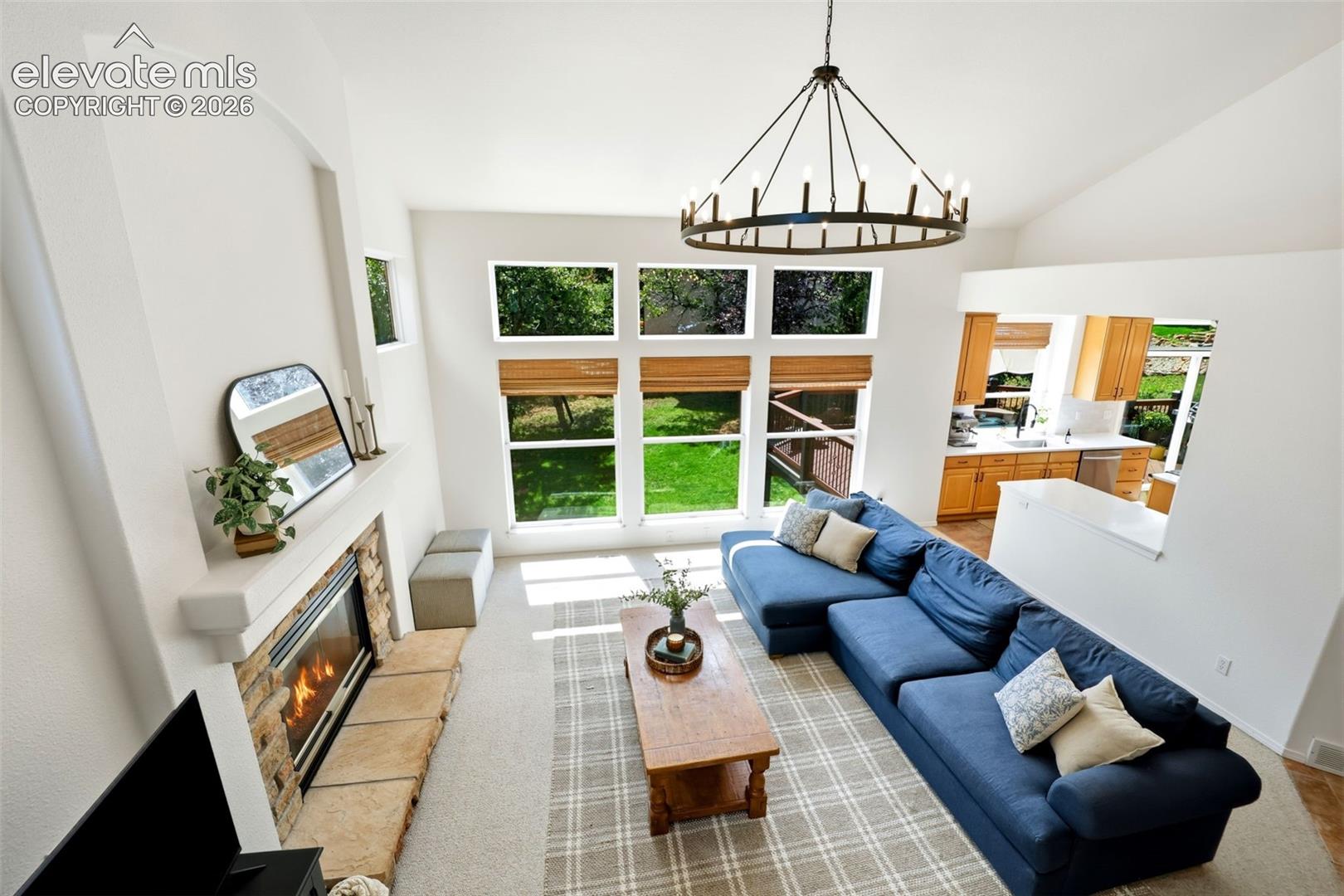 Living are as viewed from the stairs