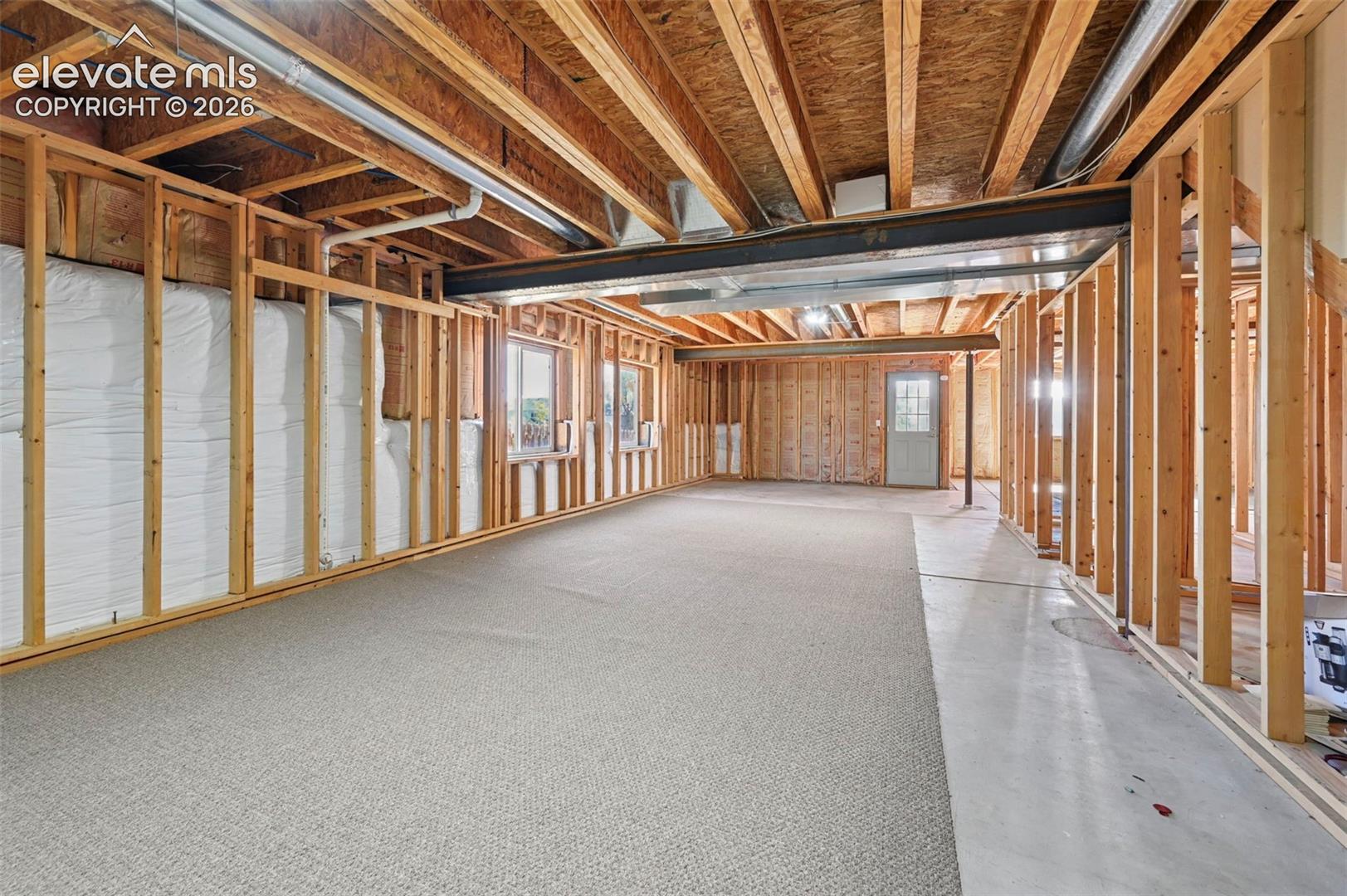 Unfinished basement with walkout to backyard