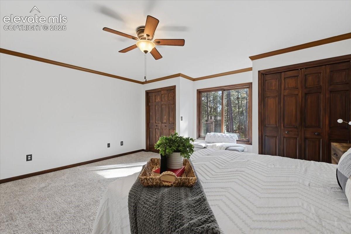 White walls with wood trim and wood-finish doors