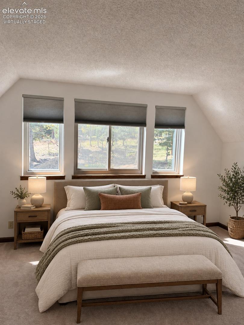 Upstairs bedroom virtually staged