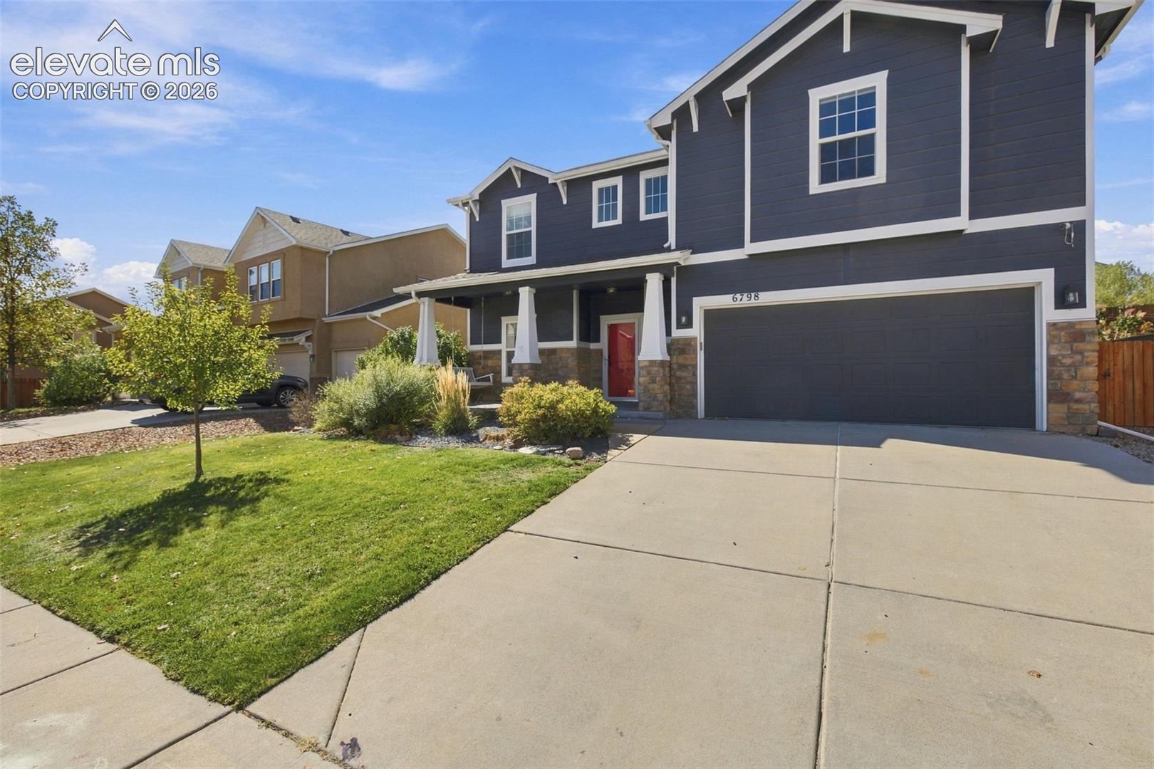 Welcome to 6798 Sandyford Lane, located in the sought after Dublin North neighborhood; Beautiful cul-de-sac location with private neighborhood park area with play equipment; This beautiful home has been updated with built-ins; fresh paint; and styled with exquisite design. The covered front Porch and entry invites you into a nice foyer, office, gas fireplace with beautiful custom mantle, and expansive gleaming luxury faux wood flooring. The center kitchen island allows for plentiful counter space and the pantry is spacious. Stainless appliances with a gas range and rich wood cabinetry ... truly a gorgeous space. Walkout to the large rear yard with expansive pergola styled patio cover, storage shed, playset, terraced gardens. Upstairs in a massive loft space flexible in every way... family room, play room, theater space, music space, great light for the passionate artist. The 3 bedrooms are very spacious and the primary retreat is set aside from the other ancillary bedrooms. There is a spacious storage closet for games, linens, and a large full bathroom. When you enter the primary retreat the space is open and has room for a sitting area. The fabulous on-suite 5 piece bathroom is generously appointed with modern style and has a large walk-in closet.This home has a laundry room with sink; finished under stair storage. So many designer updates and upgrades, with lighting from the heavens, honestly gorgeous.There is a pergola styled cover over the expansive rear patio, a wonderful storage shed, and a fantastic children's playset. This rear yard is lush, healthy and has plenty of room to play, run, and imagine adventures as your children are growing. Wood fencing, gate, irrigation system and privacy all welcome evening cookouts and play time.The tandem 3 car garage is such a nice feature... all drywalled with storage shelving.This is that spot, the spot, to raise a family... parks, trails, schools, easy to Powers corridor and all military installations... the easy life! Quick access to Woodmen Road and I-25... certainly an opportunity for the good life right here in beautiful Dublin North.