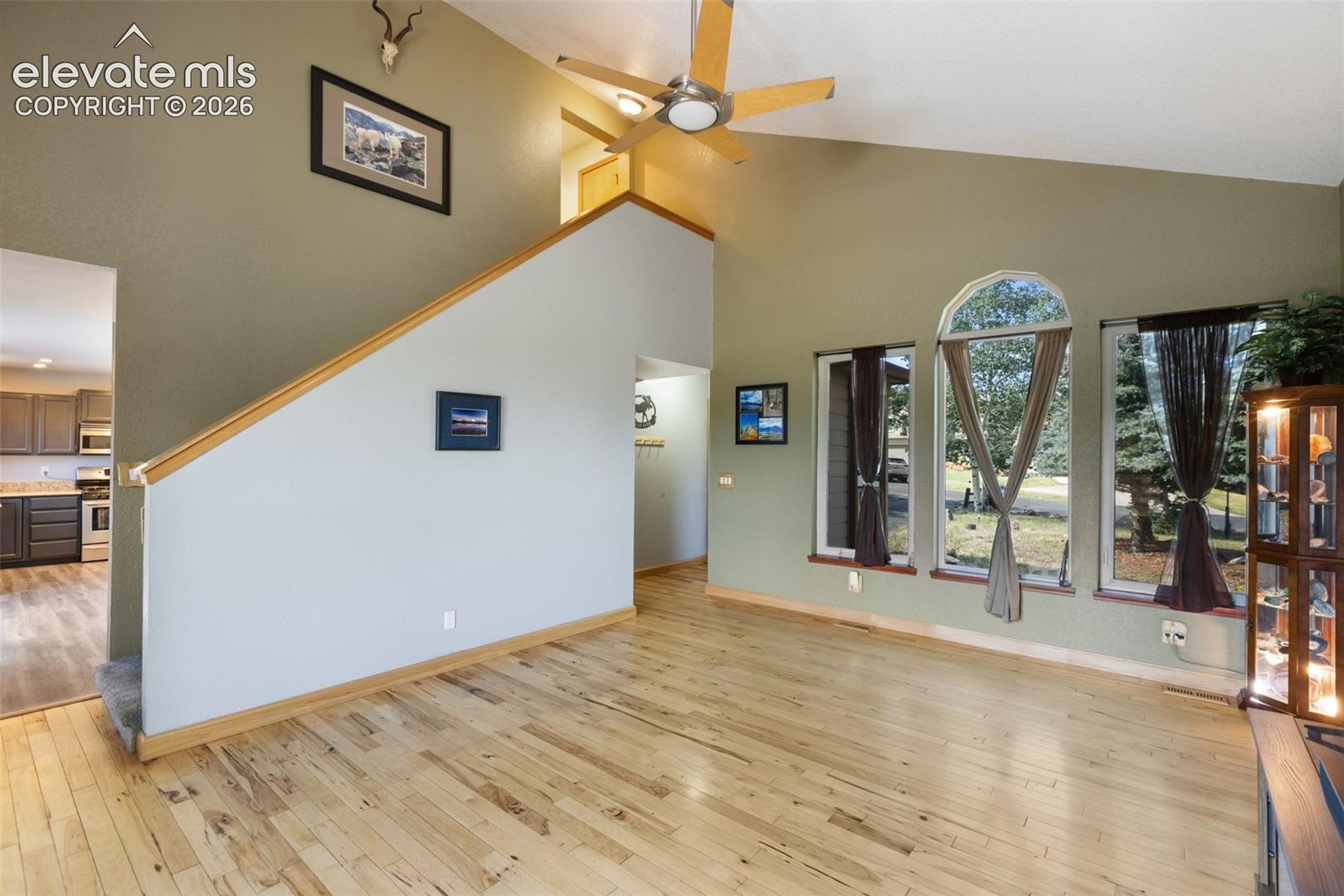 Living room with vaulted ceilings!