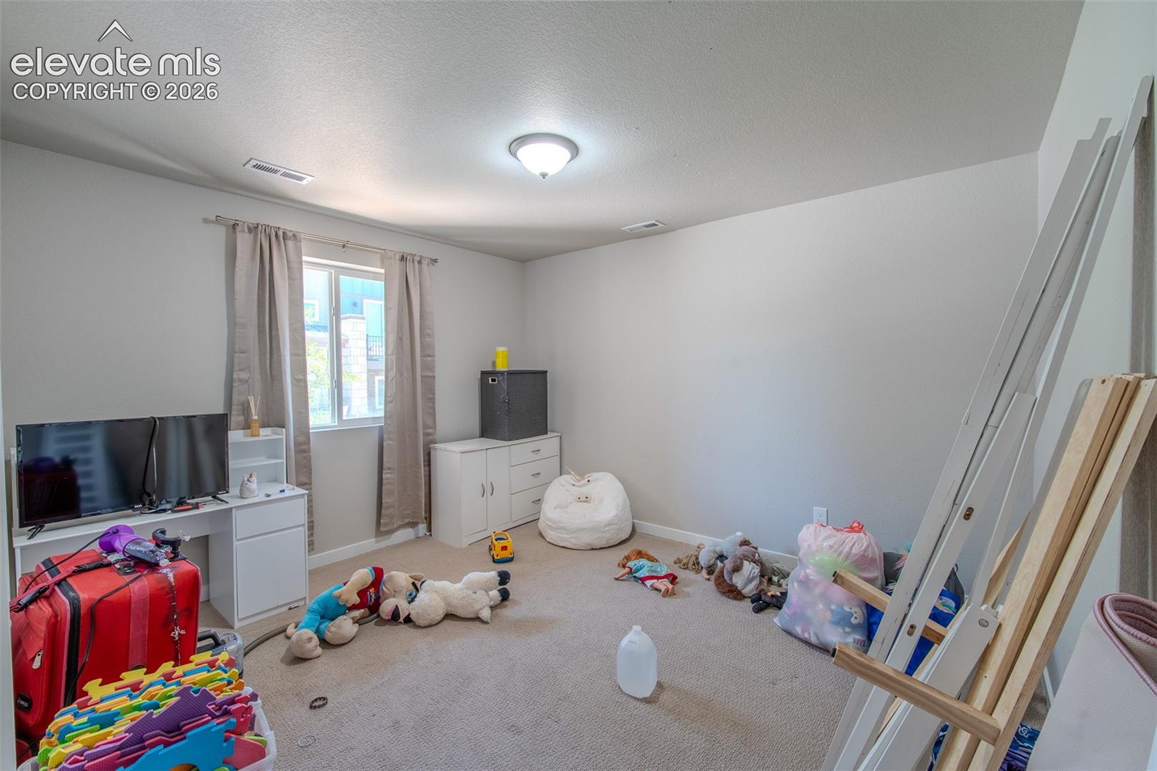Lower Level Bedroom with neutral carpet.