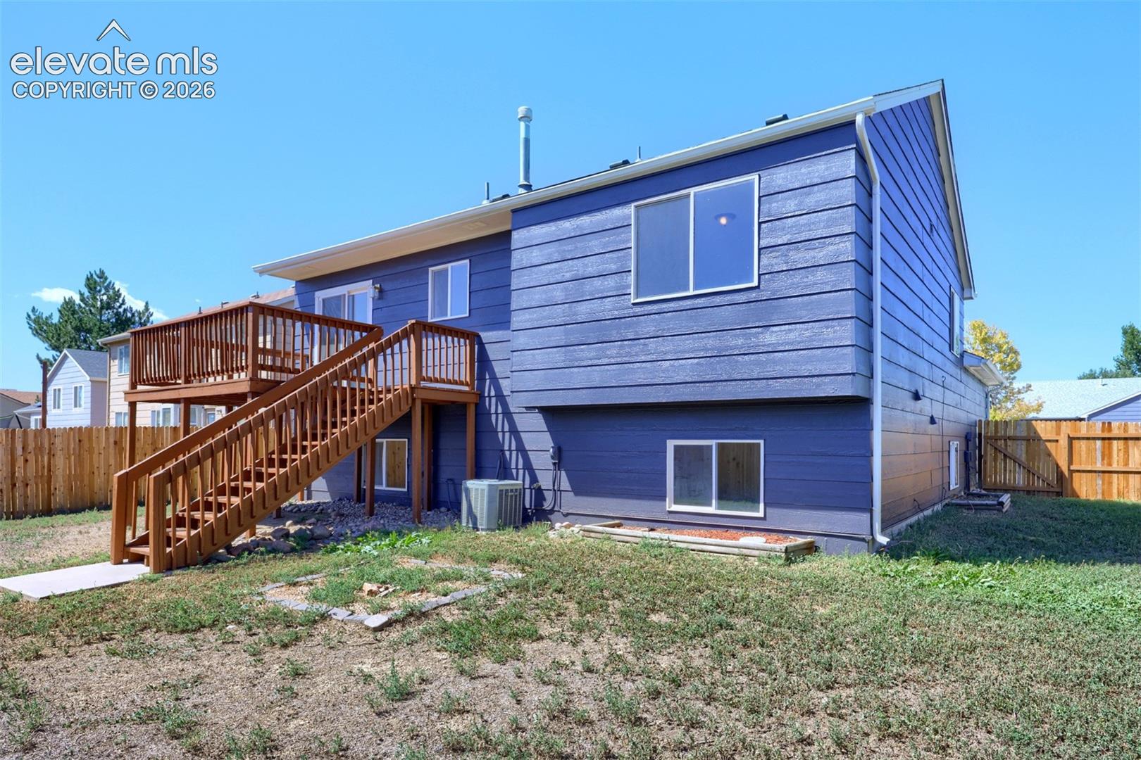 Multi-level wood deck with staircase