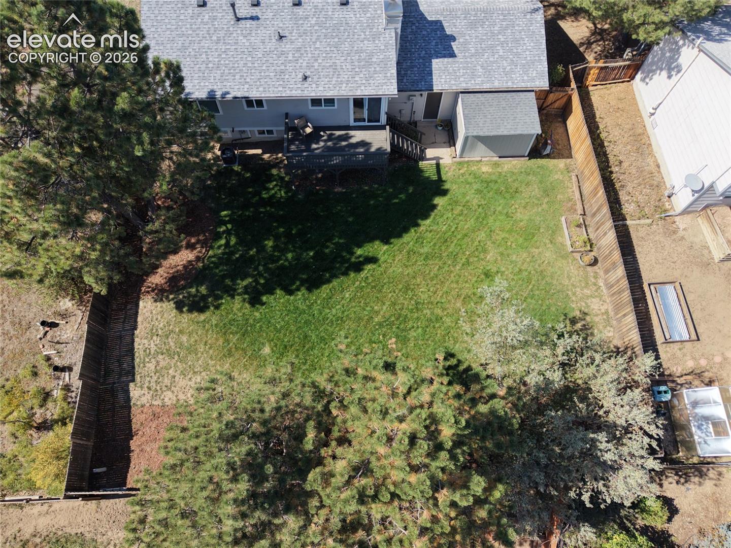 Aerial view of the backyard