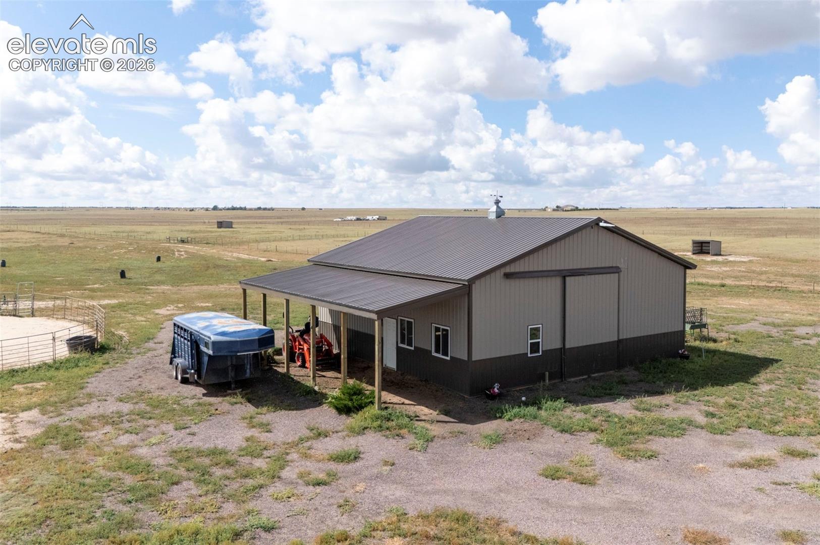 carport and barn