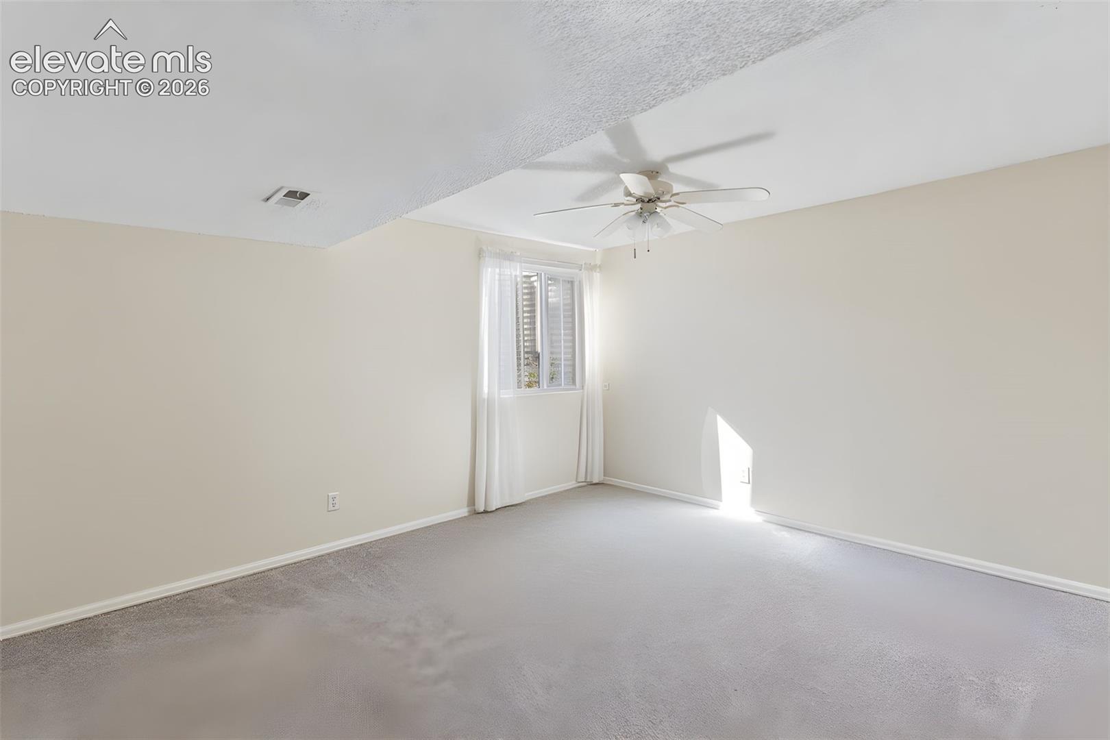 Basement Bedroom with carpet