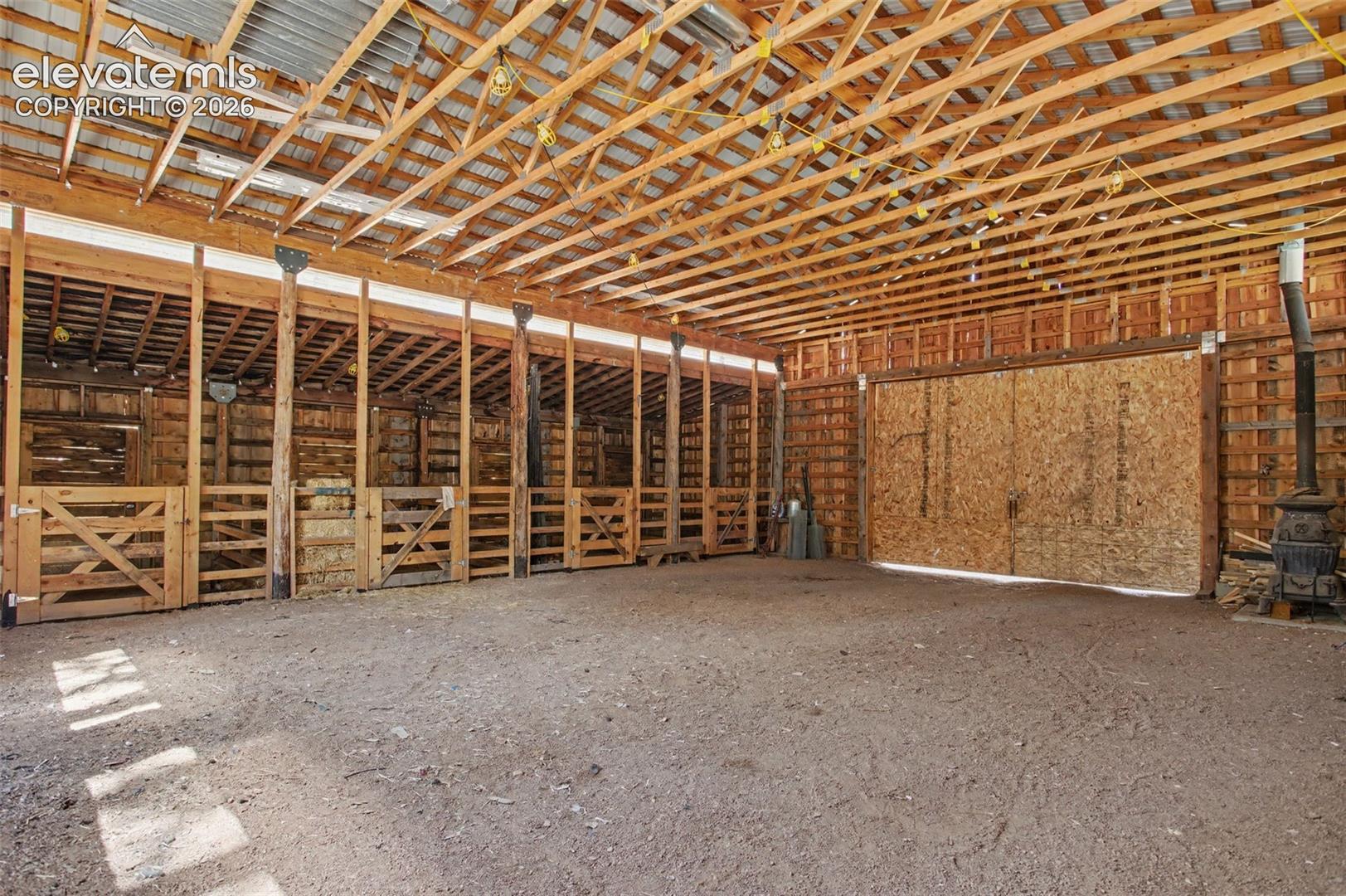 Interior of the 4 stall horse barn