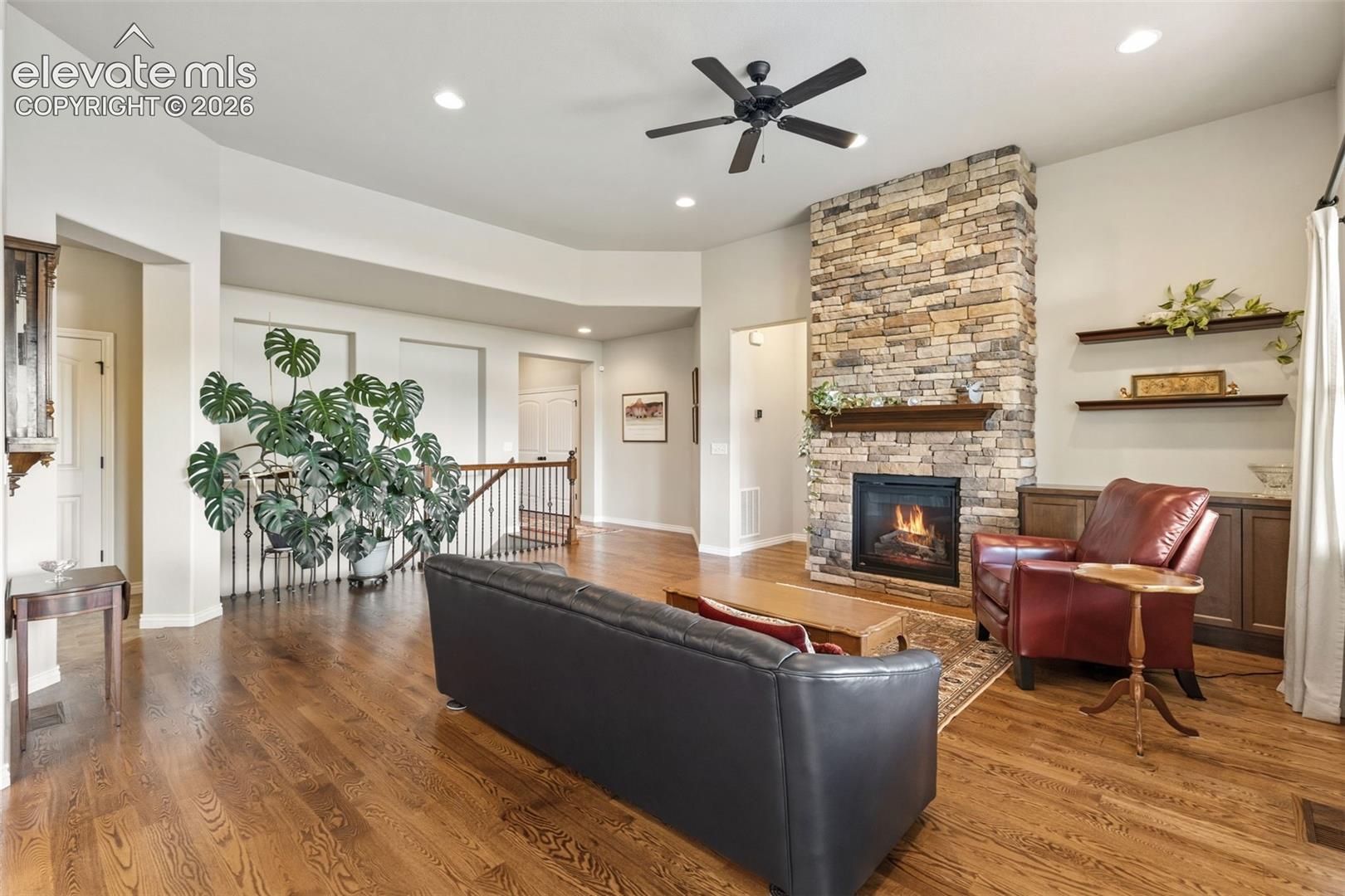 View of living room toward bedrooms and front of house