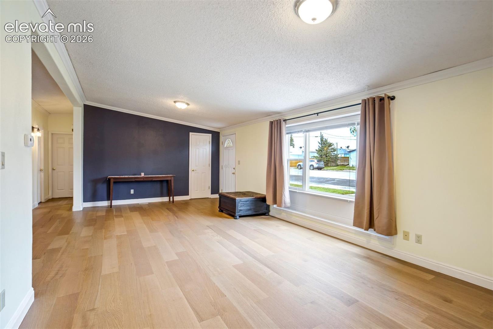 Spacious open-concept living area.