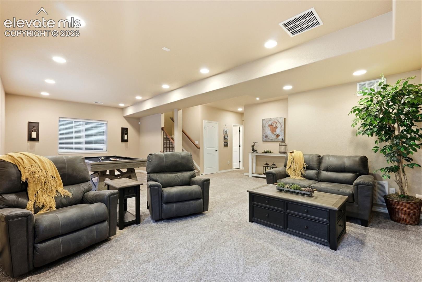 Large basement pre-plumbed for a wet bar