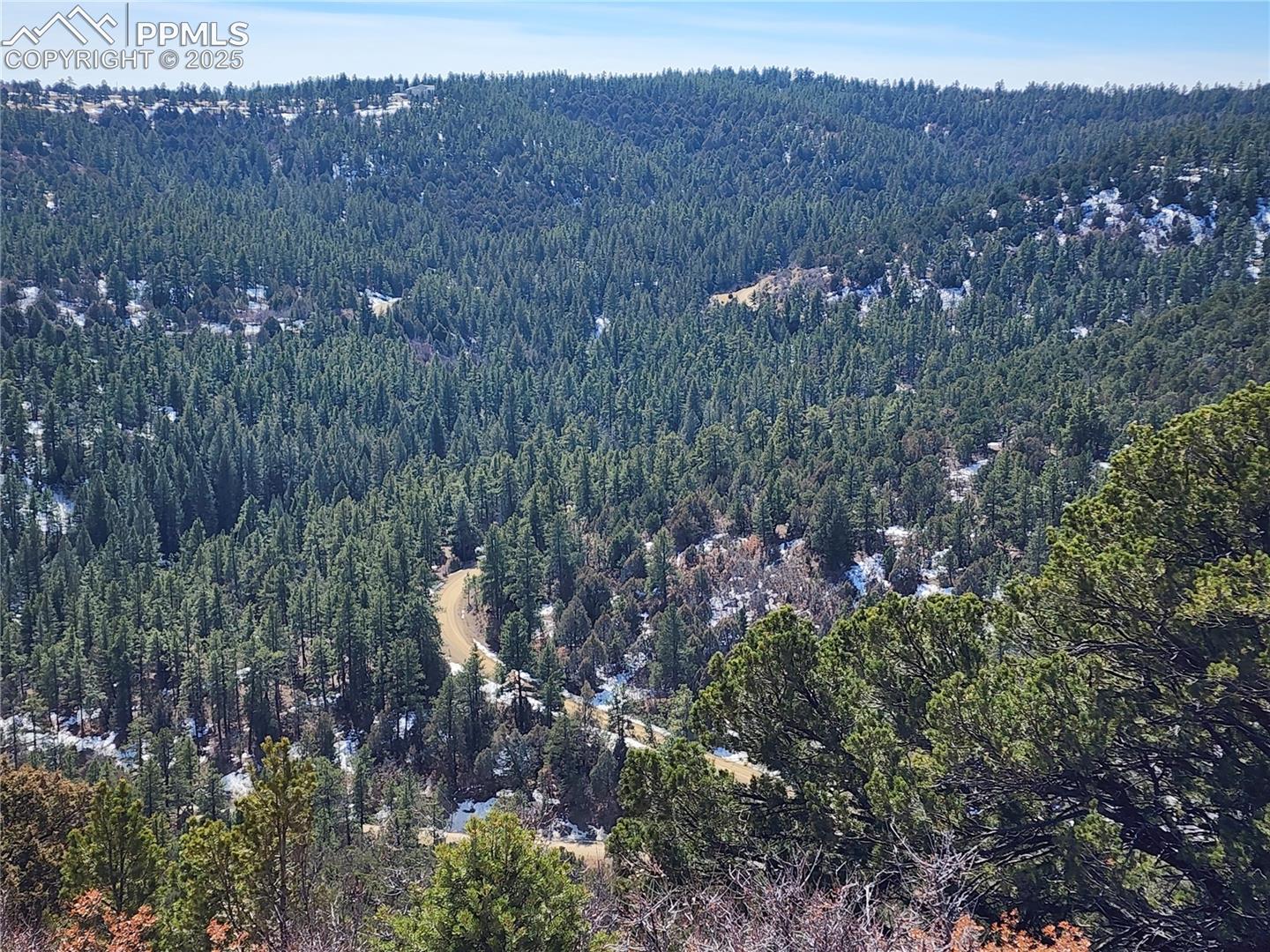 Aerial overview of property's location with a forest