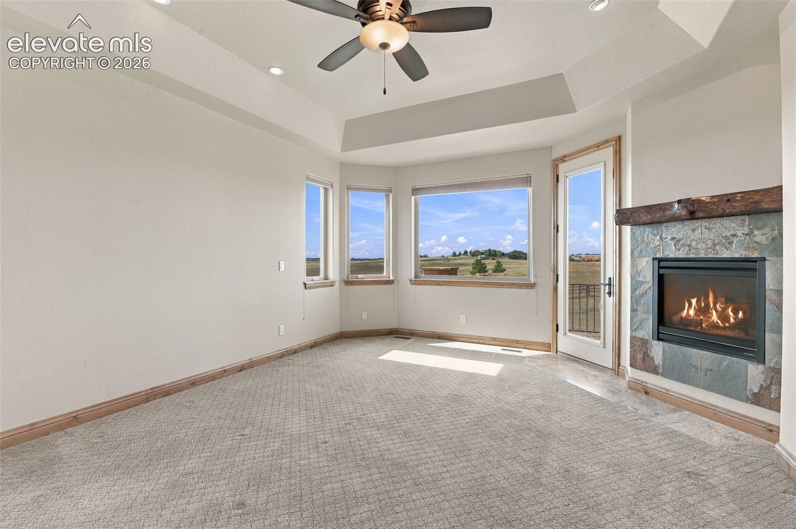 Master bedroom with fireplace walkout