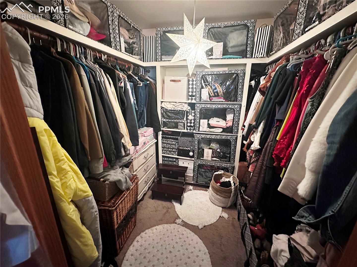 Large walk in closet.  There is also a linen closet outside the bedroom entry door.
