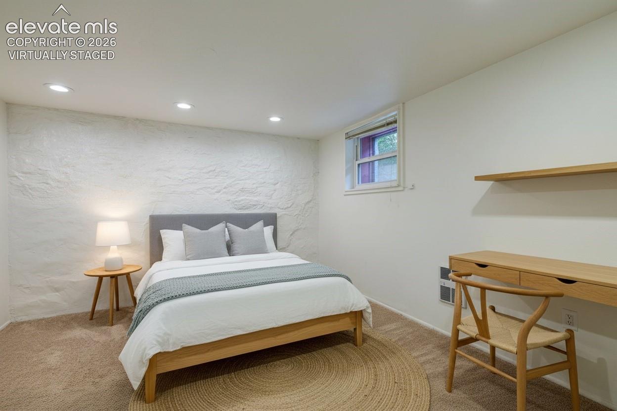 lower level bedroom, virtually staged
