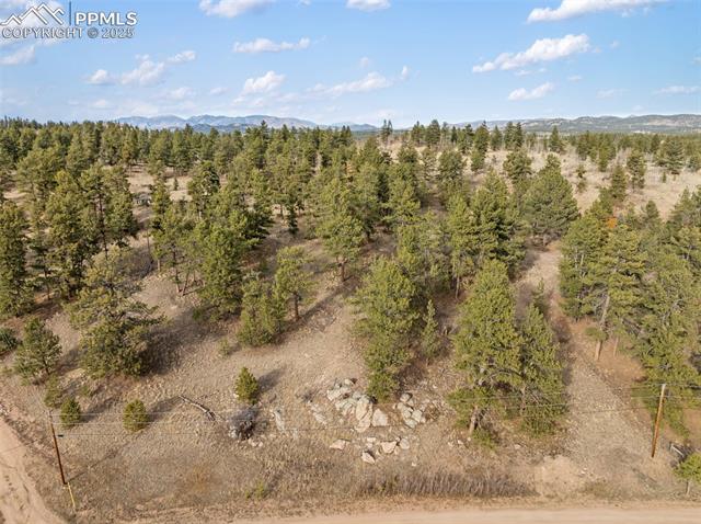 Drone / aerial view of a mountainous background