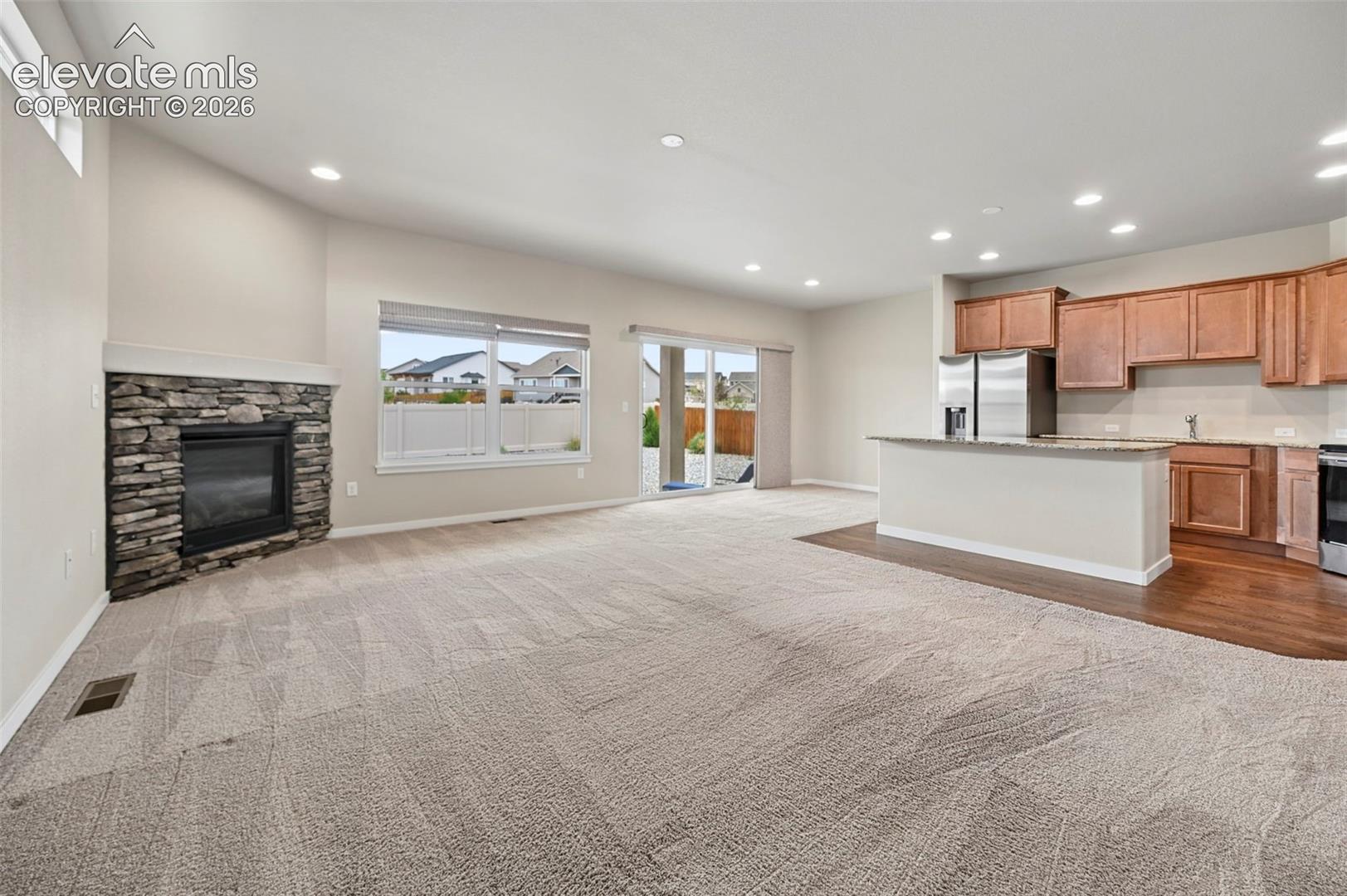 Living room looking at kitchen