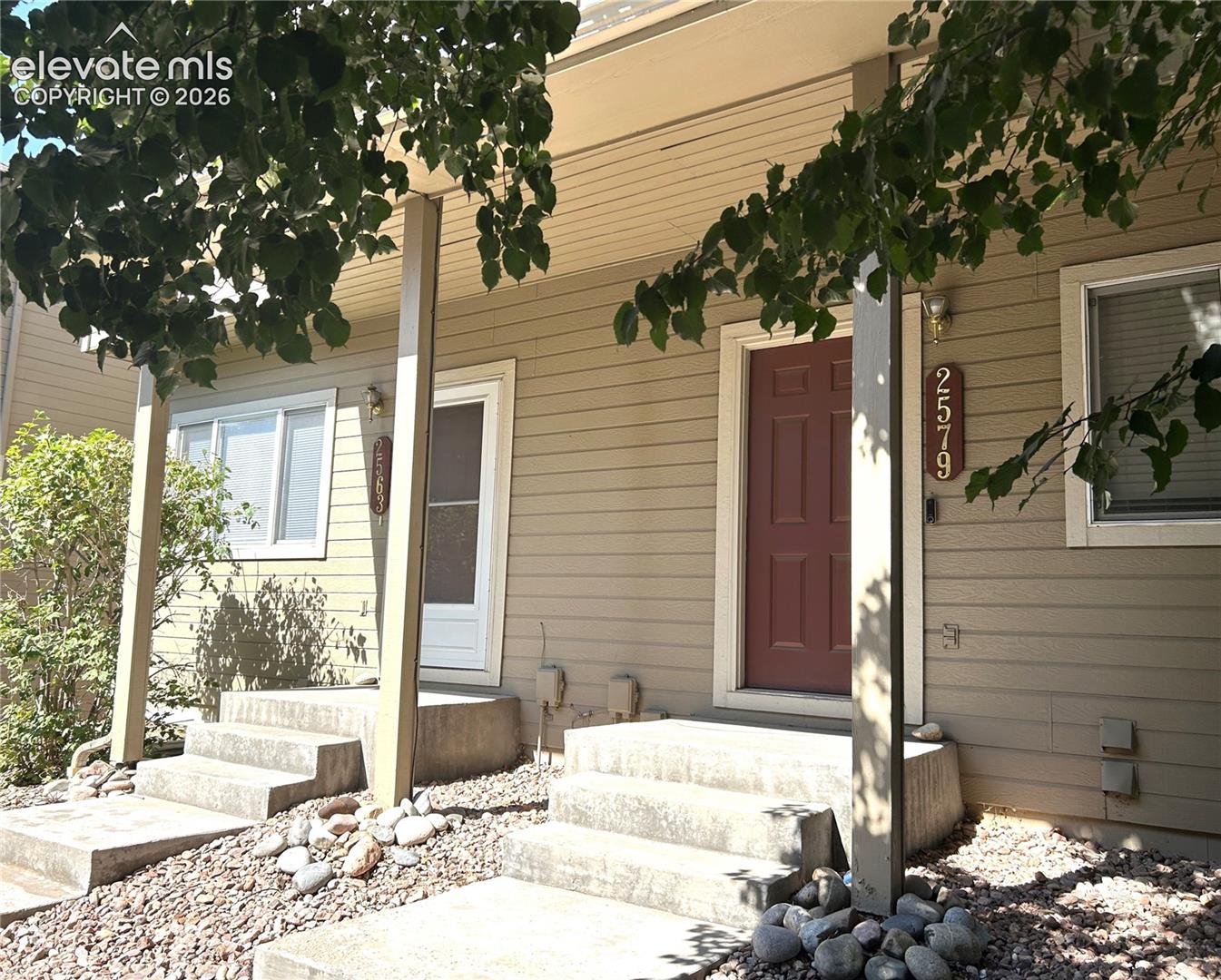 Entry door at covered  front porch