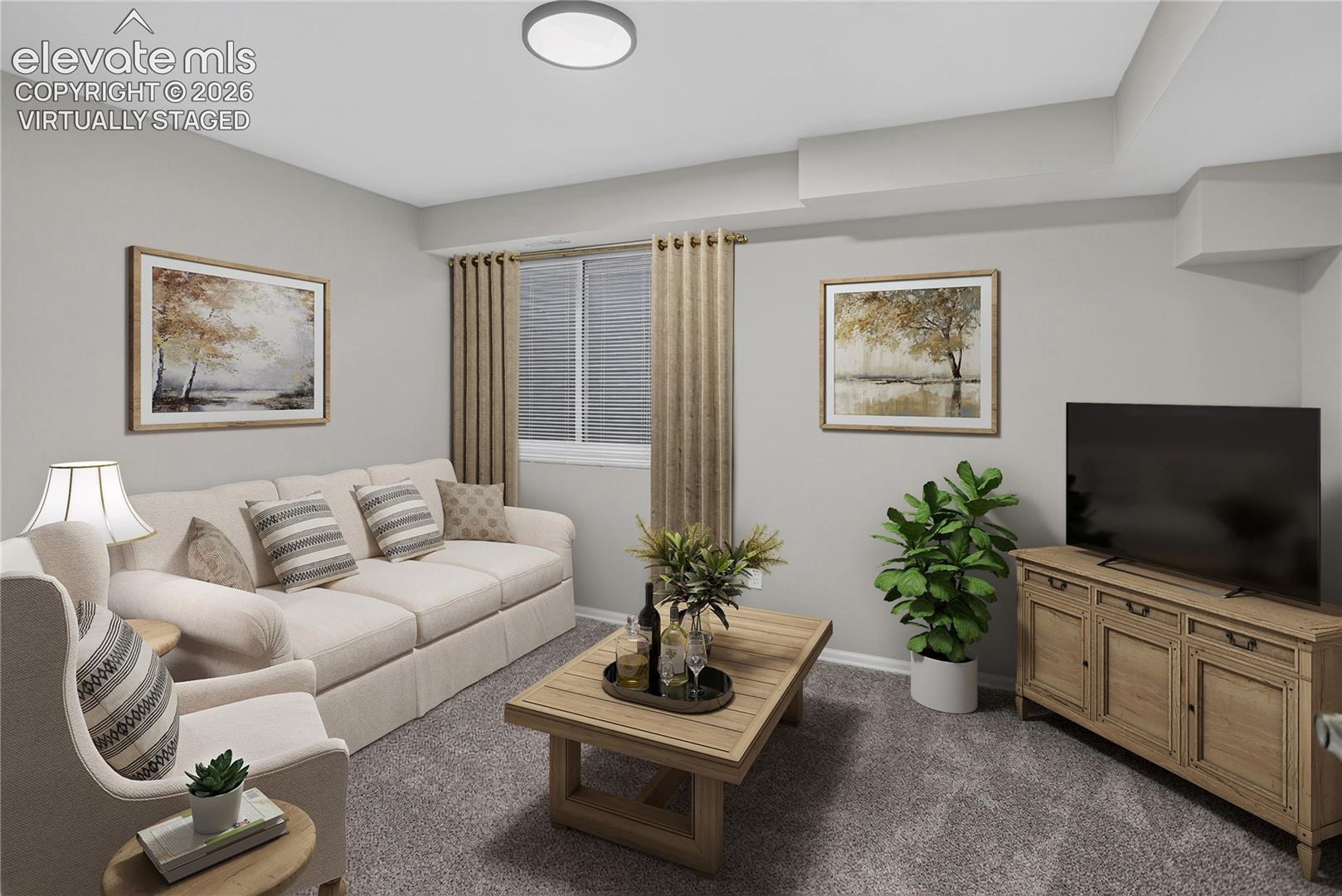 Basement Family Room - Virtually Staged