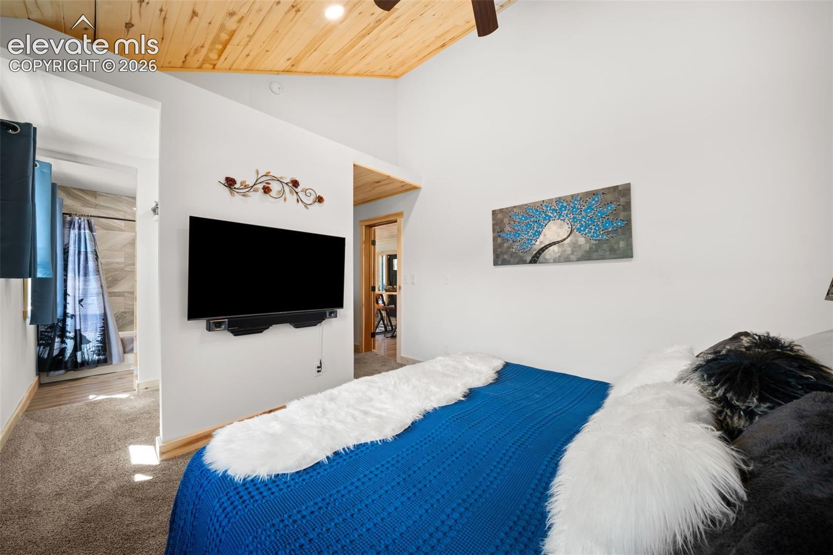 Main level primary bedroom and connected to full bathroom