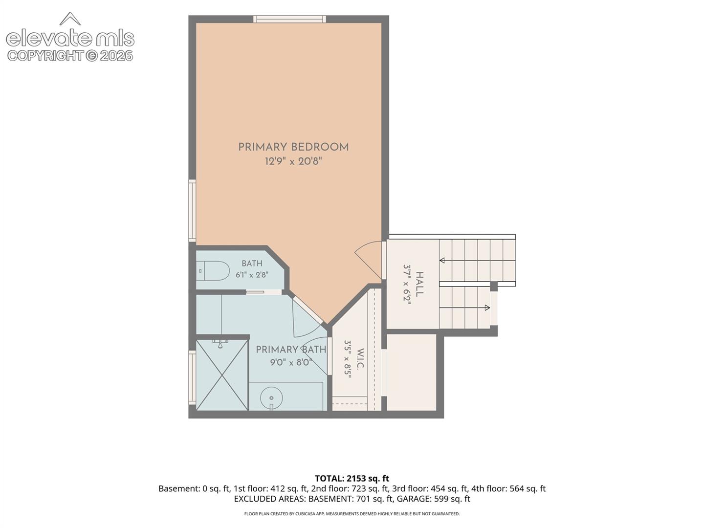 Primary Suite Upper Level-Measurements are approximate using cubical