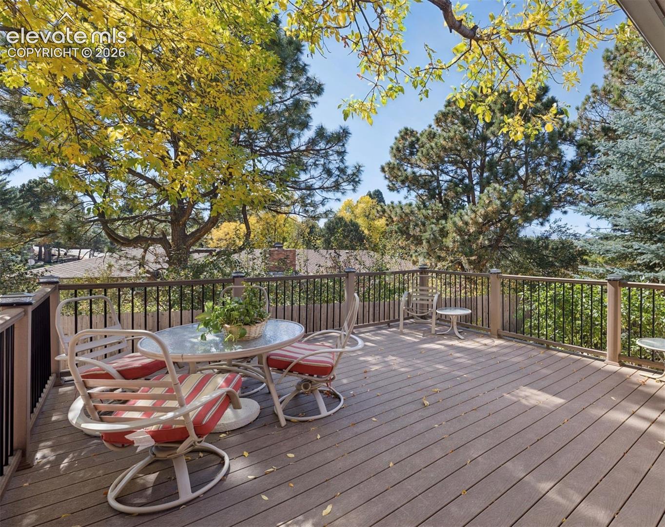 Trex deck directly off the great room and kitchen surrounded by mature trees and fenced yard